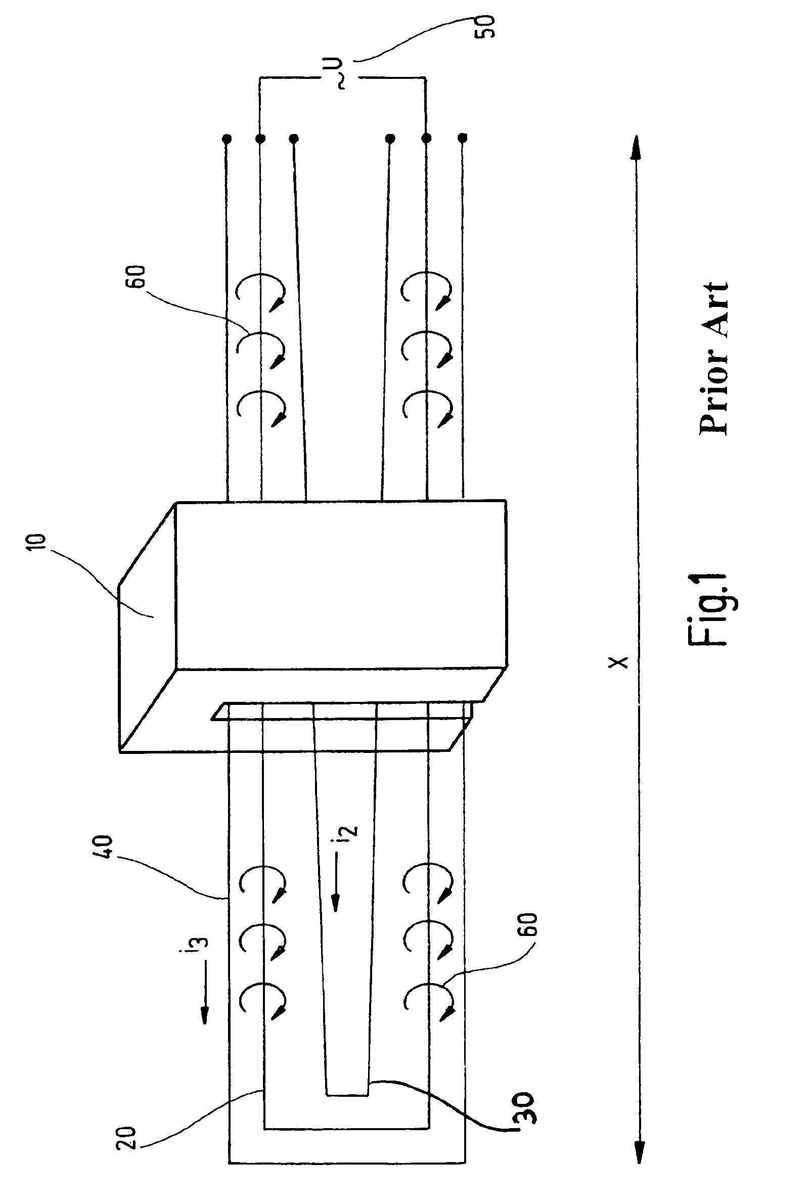 Inductive displacement sensor with a measuring head comprising a passive resonant circuit