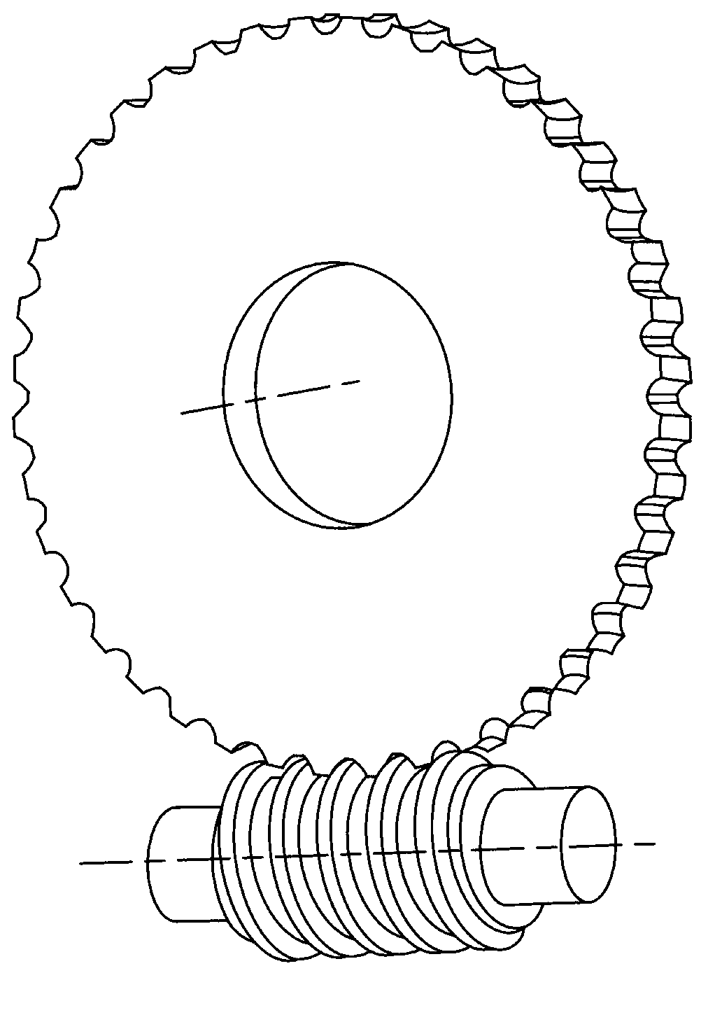Worm and worm gear on basis of conjugate curves, and mesh pair with worm and worm gear