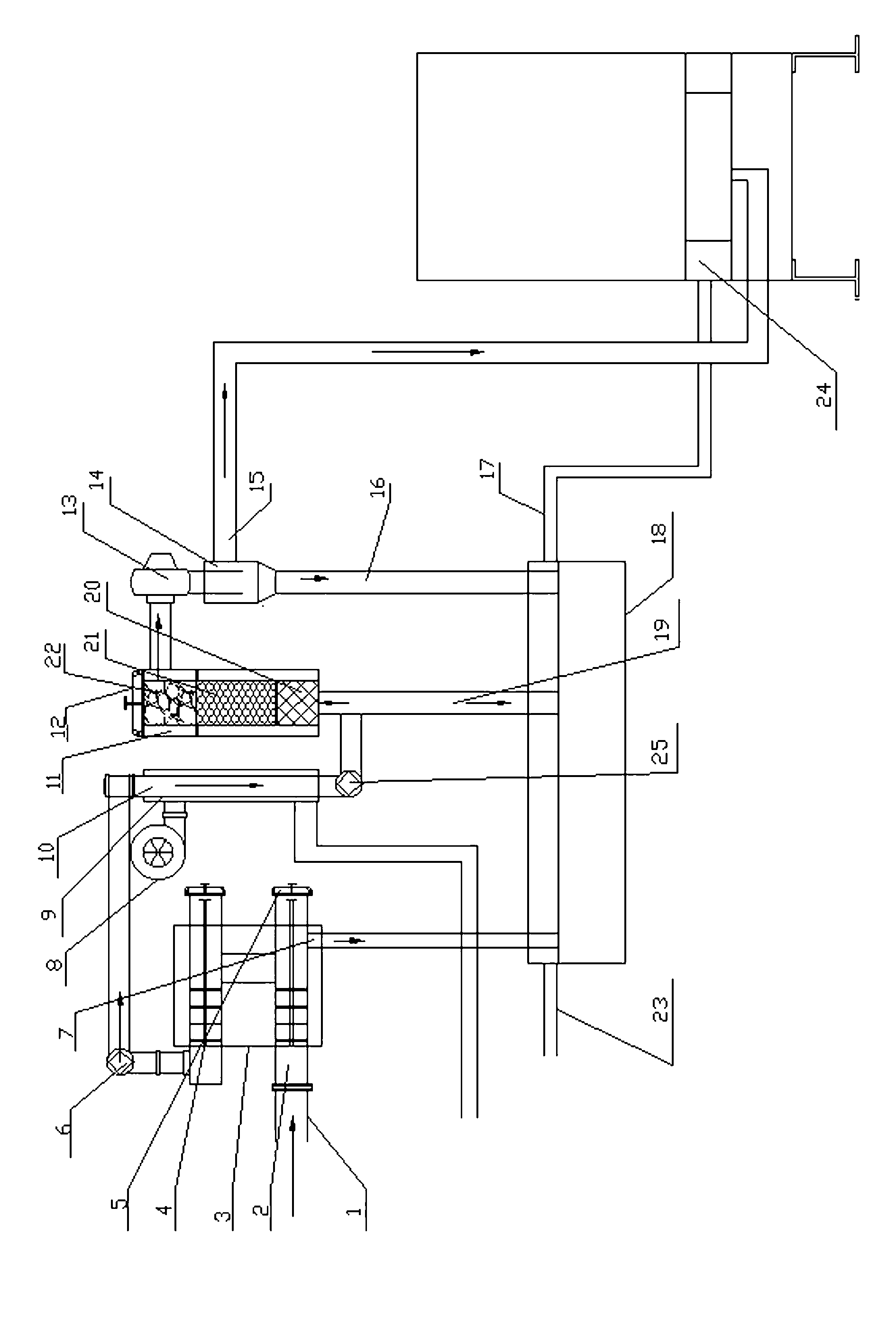 Tar processing and reburning device for household straw gasifier