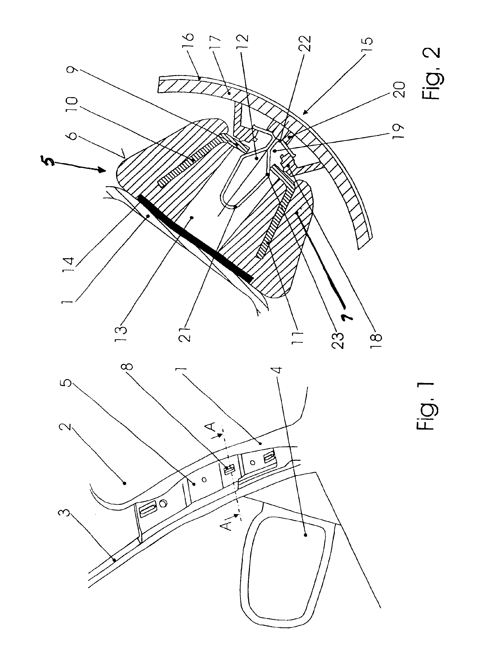 Fastening element for part of a trim inside a motor vehicle