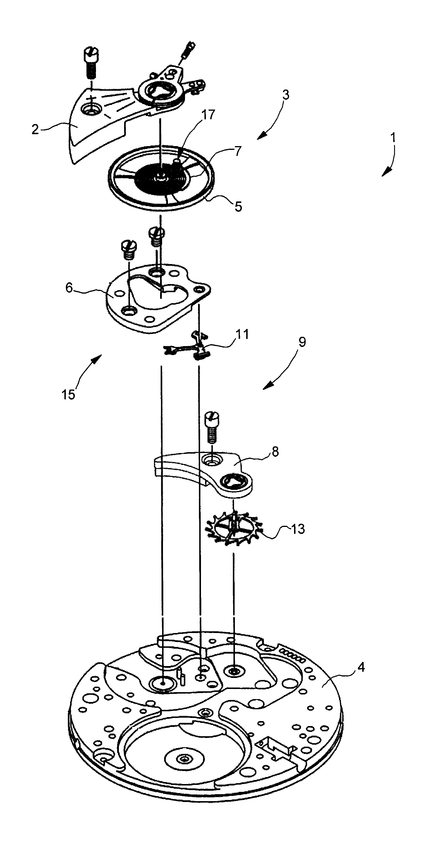 Timepiece movement with low magnetic sensitivity