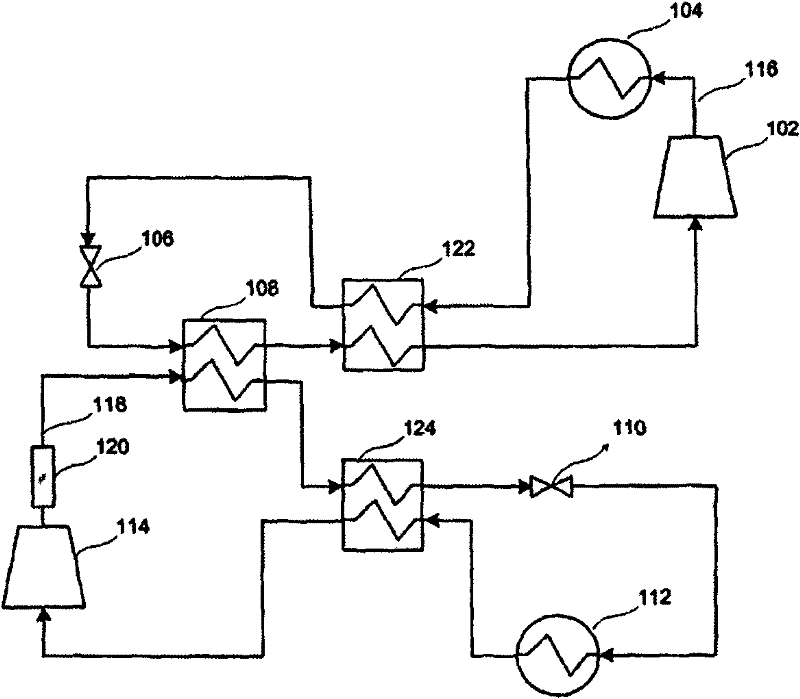 Low-temperature liquefaction system for dual cycle of mixed working medium