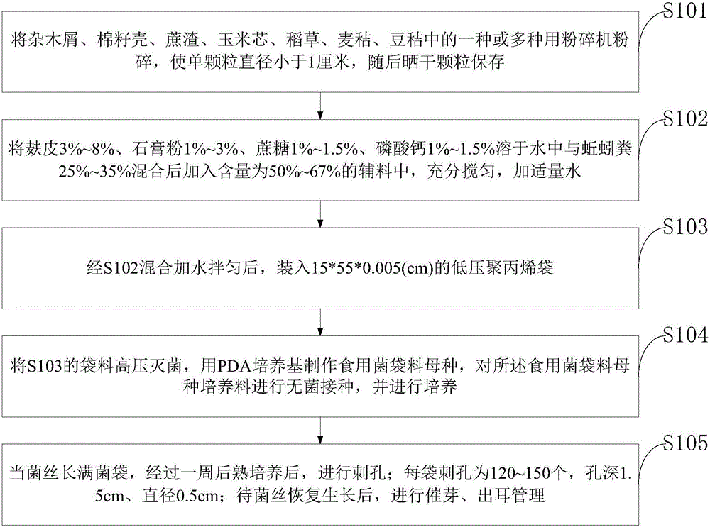 Bagged edible mushroom material and preparation method thereof