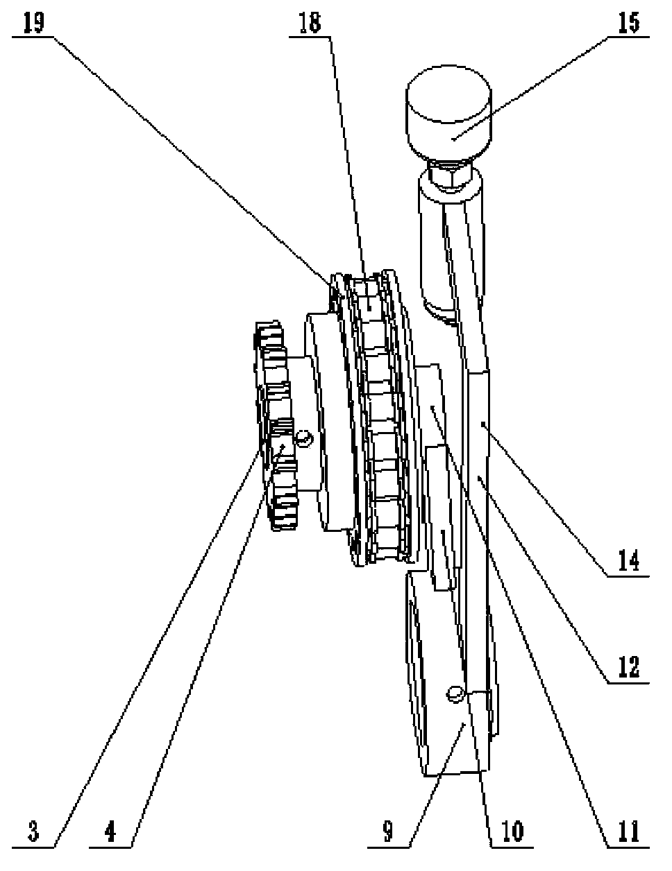 Adjusting device for variables of seed-sowing machine combining seeding and fertilizing