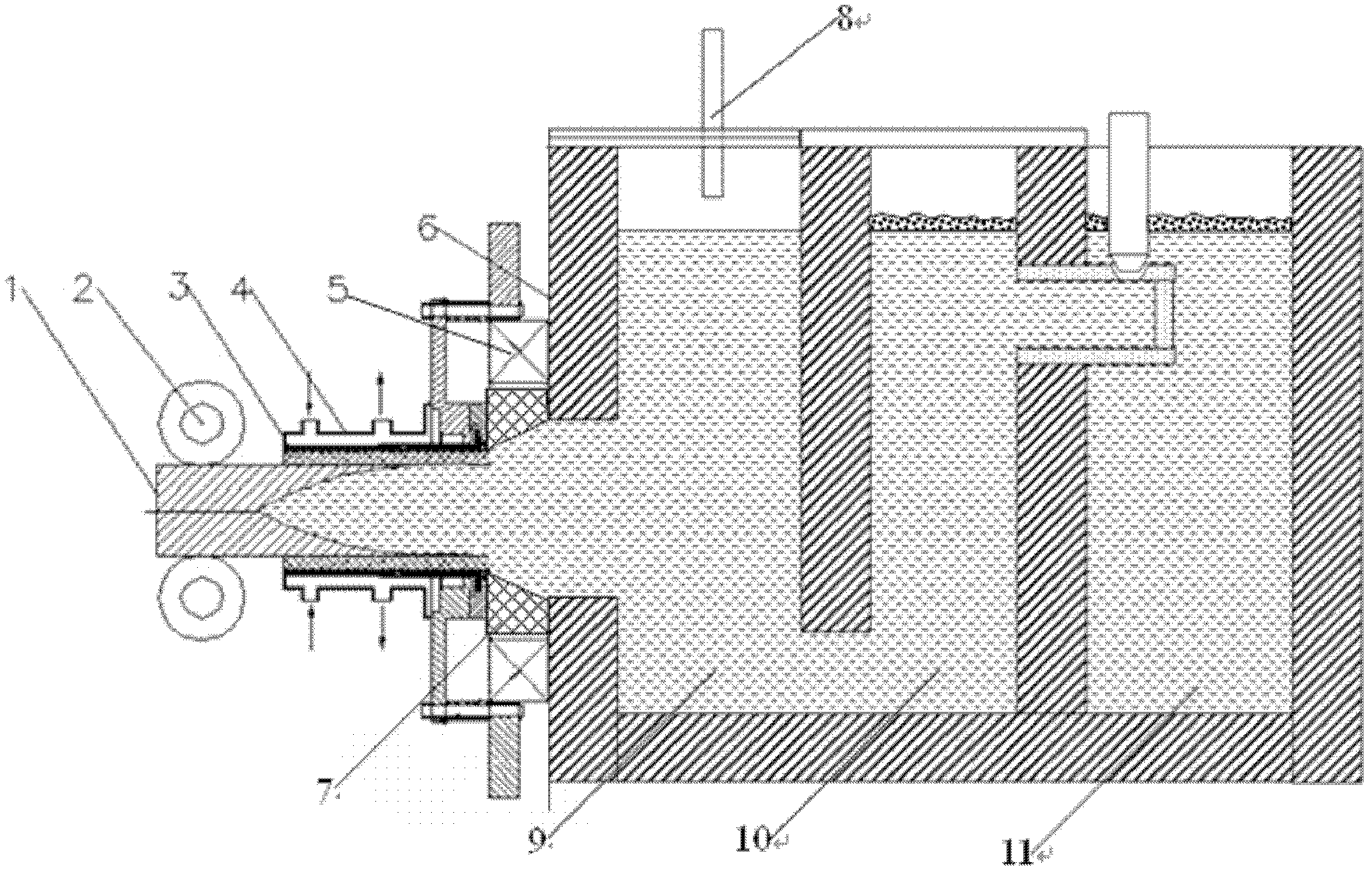 Horizontal continuous casting device and method for high-conductivity and high-strength copper alloy round bar