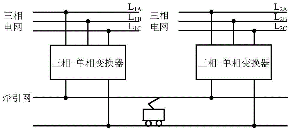 Cut-through type cophase power supply system for cascaded input-free and output-free transformers