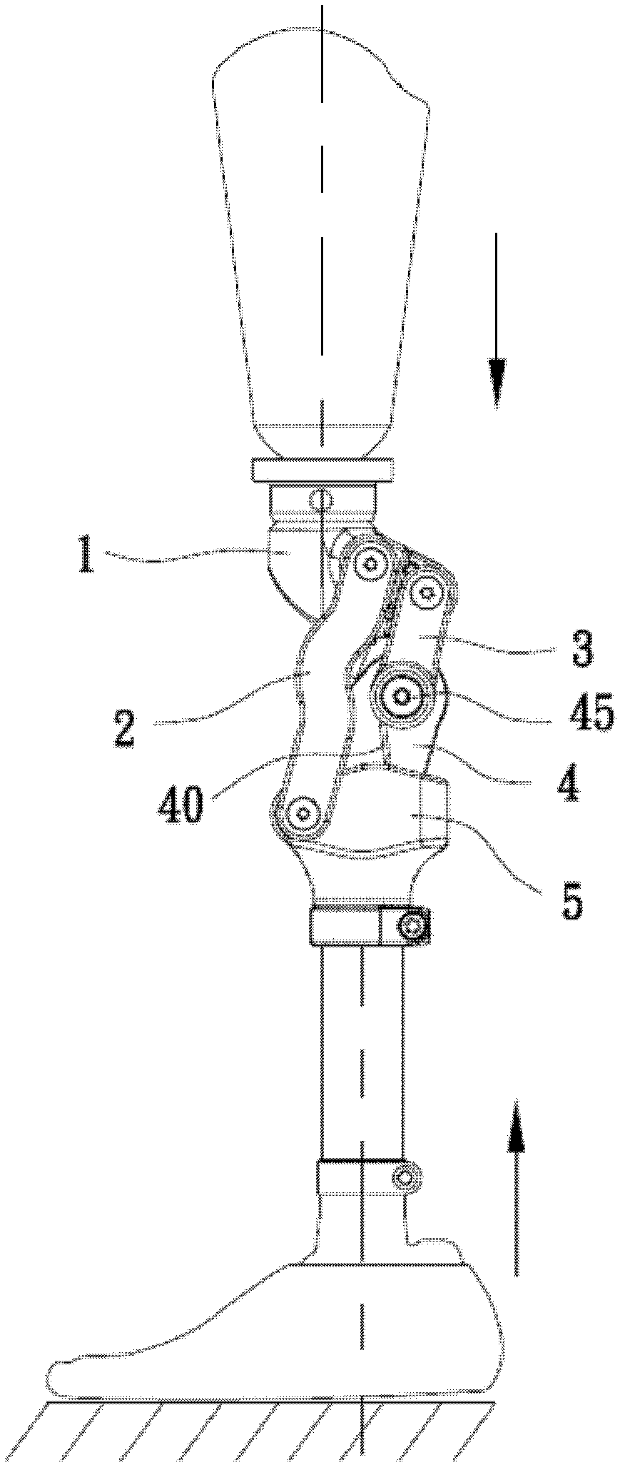 Four-bar linkage knee joint with clamp mechanism