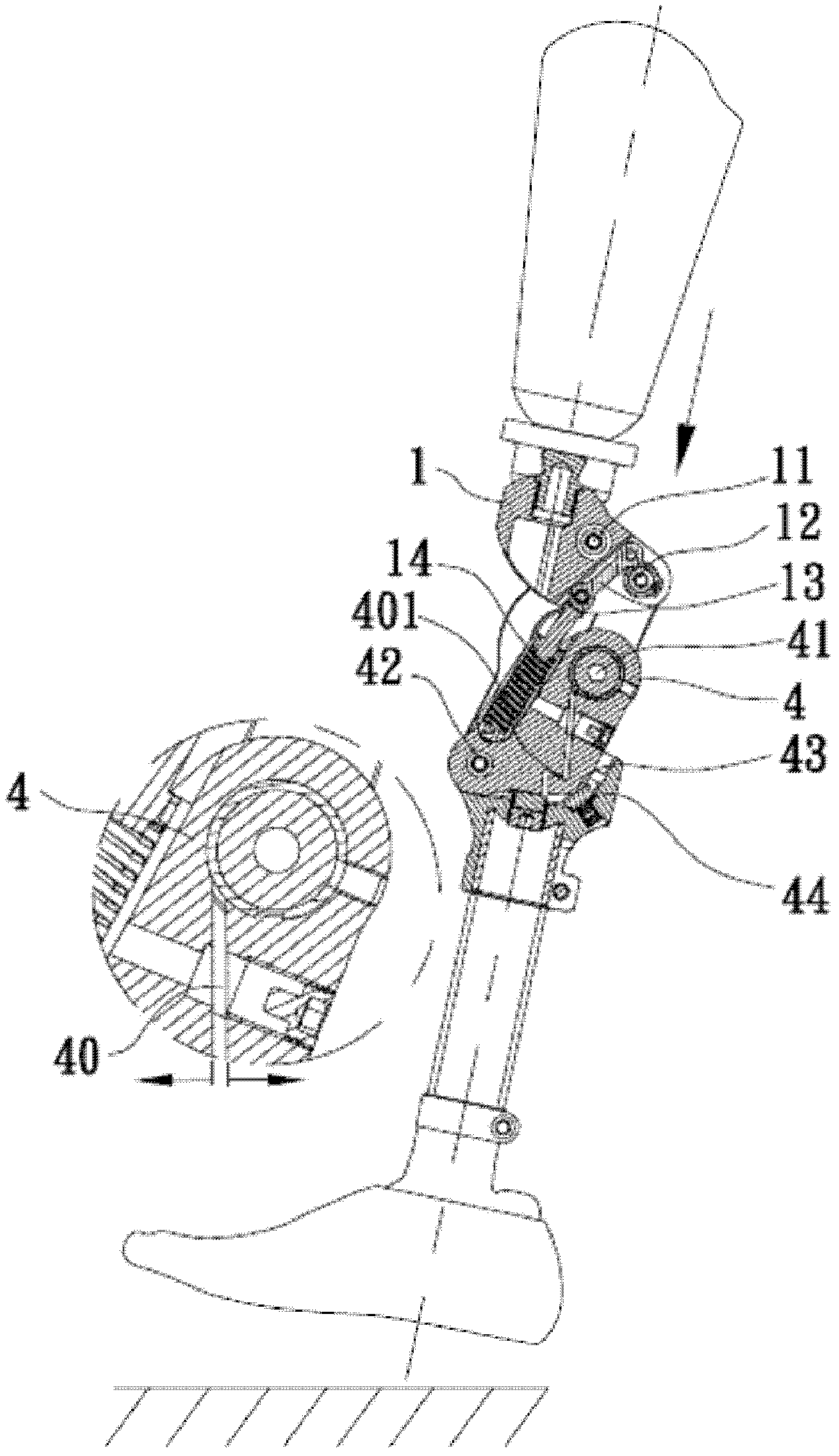 Four-bar linkage knee joint with clamp mechanism