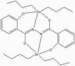 2-hydroxy-N-(2-hydroxybenzoyl) benzo-hydrazide dibutyl tin complex and preparation method and application thereof