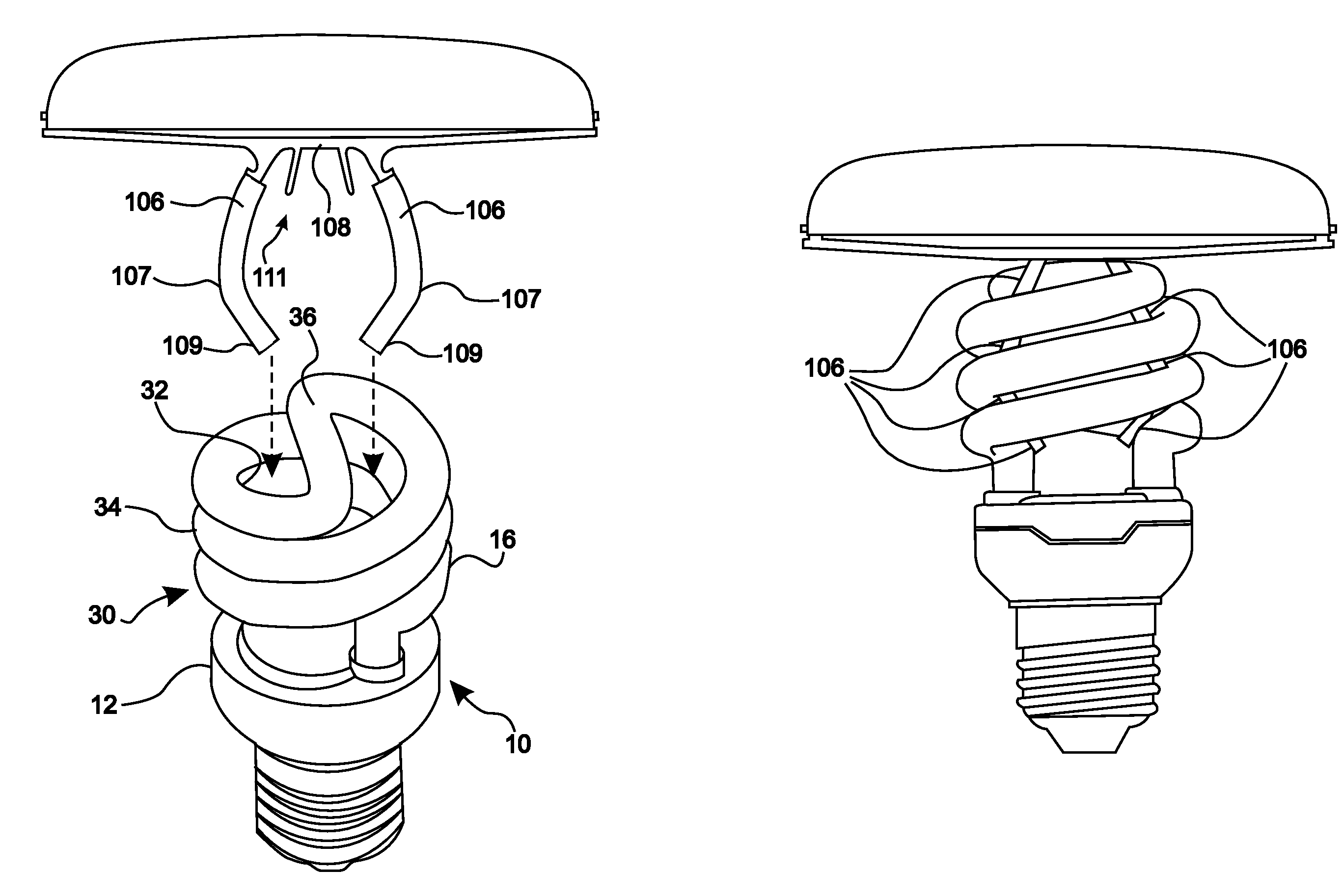 Cover device for compact fluorescent lamps