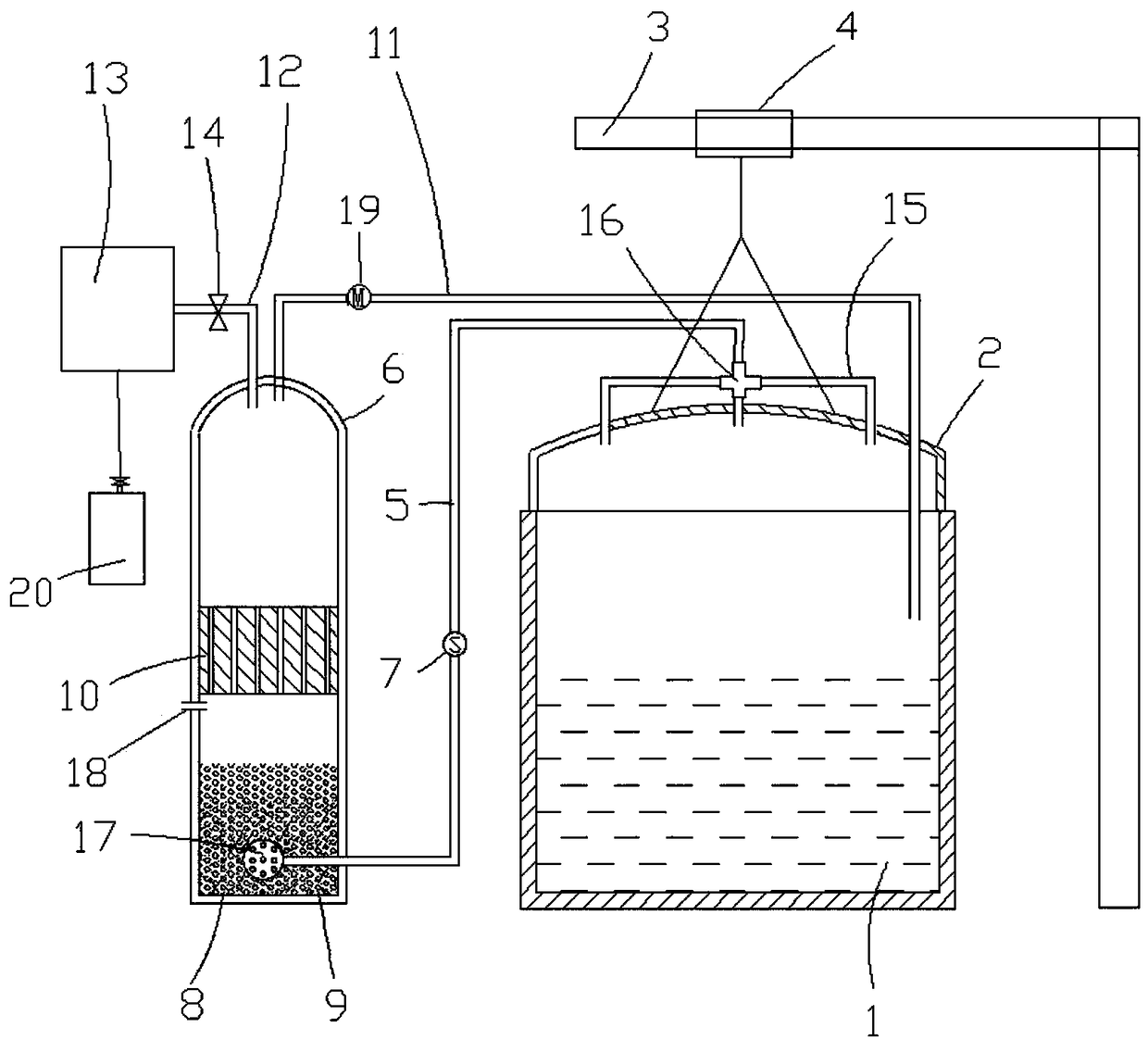 Suspended pickling exhaust filtration recovery device