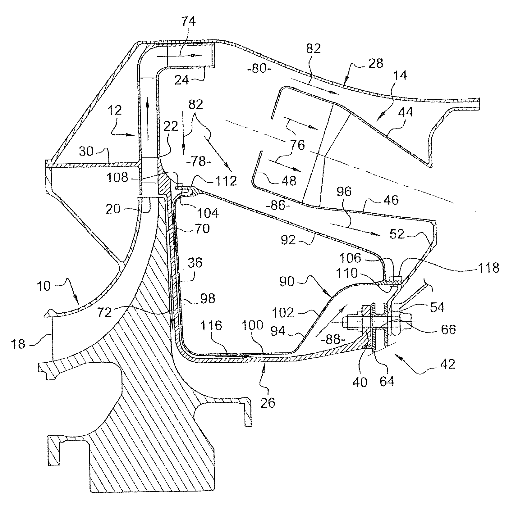 System for ventilating a combustion chamber wall