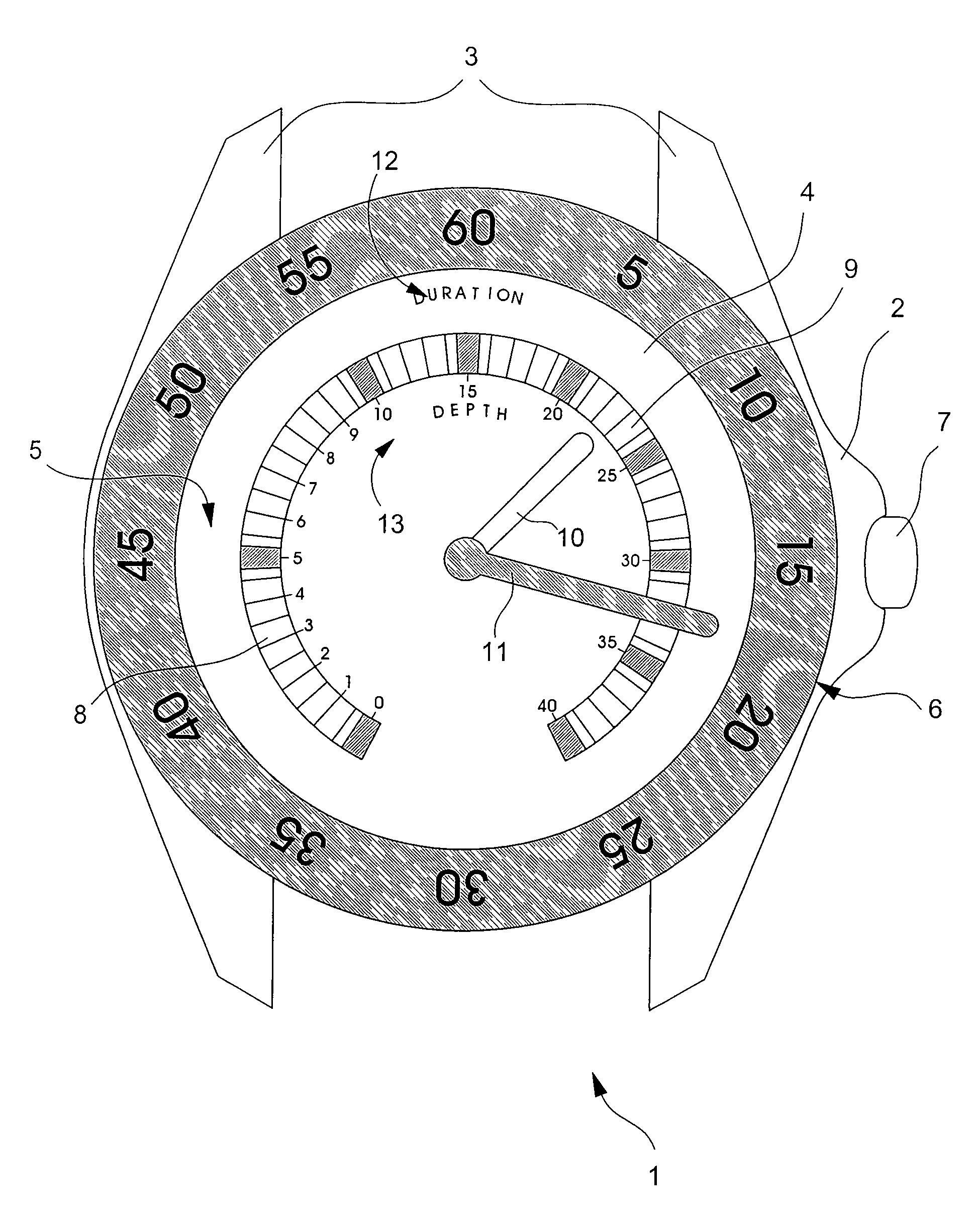 Electronic device with analogue display of the history of at least one quantity measured by a sensor