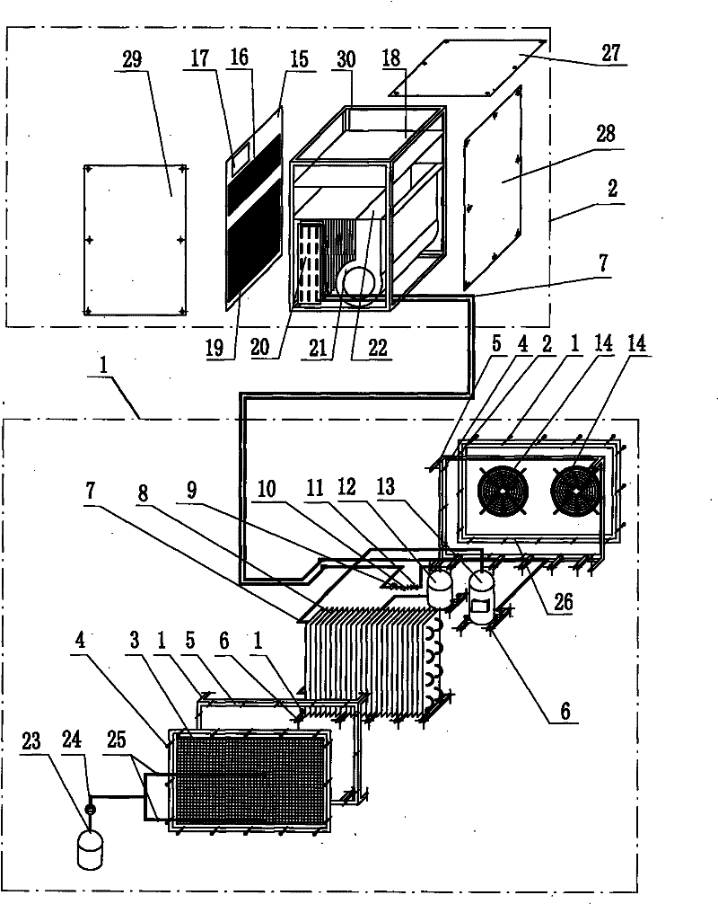 Dustproof anticorrosive air conditioner used in environment with temperature above 60 DEG C