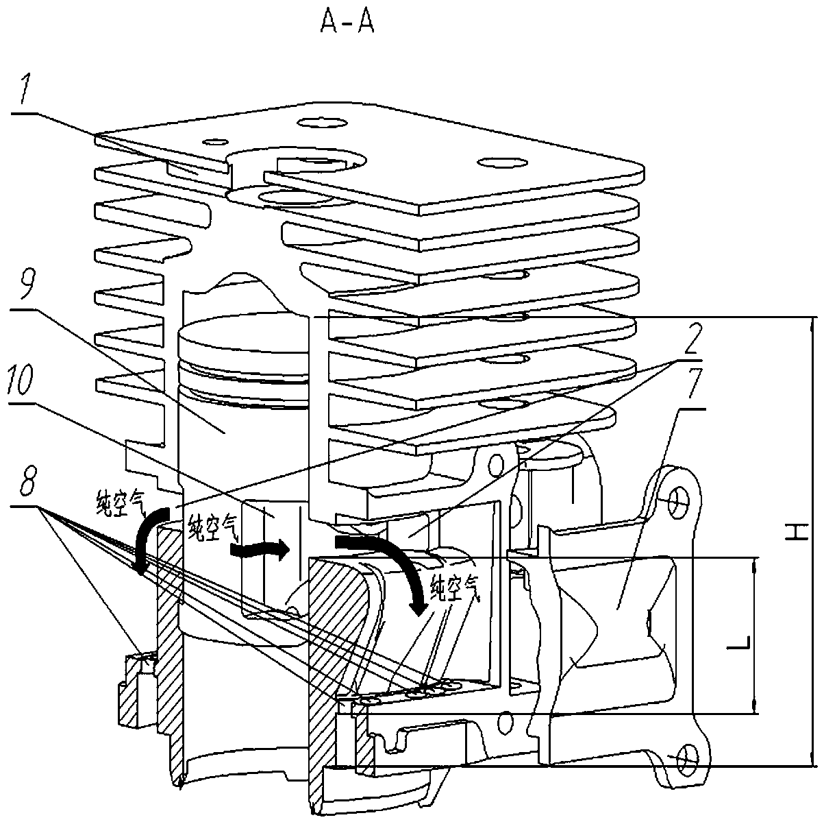 Two-stroke gasoline engine cylinder