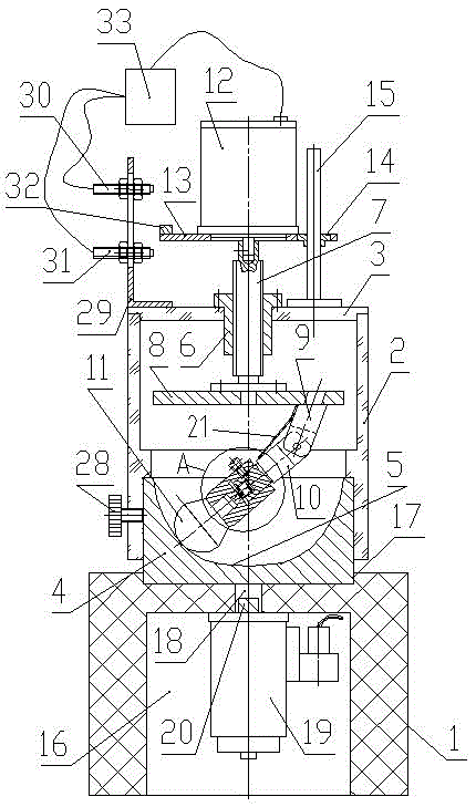 Automatic grinding and mixing device for ultrahard material