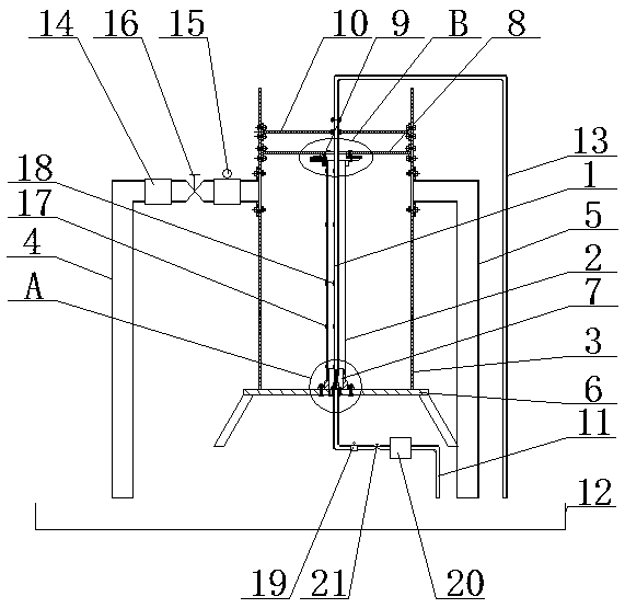 Testing device and method for mechanical and fluid flow performance of pipe-in-pipe system