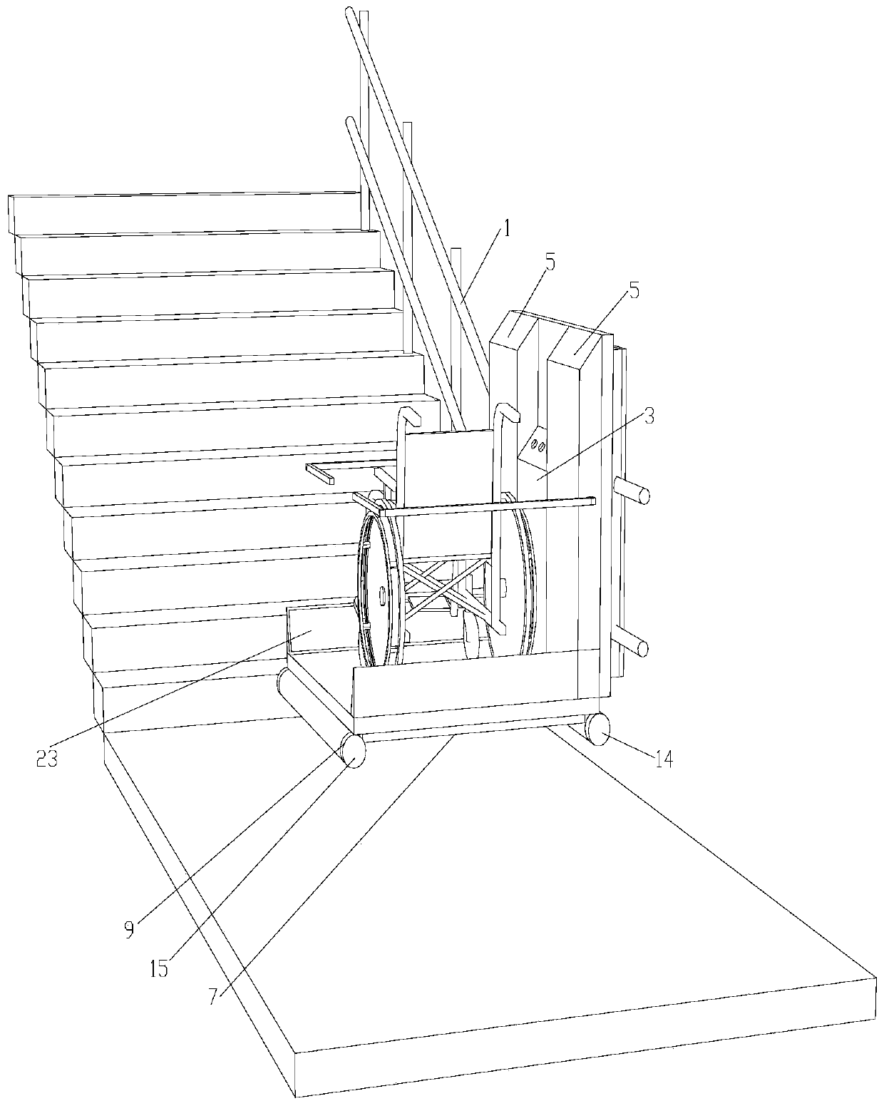 An inclined-hanging adjustable wheelchair lifting platform