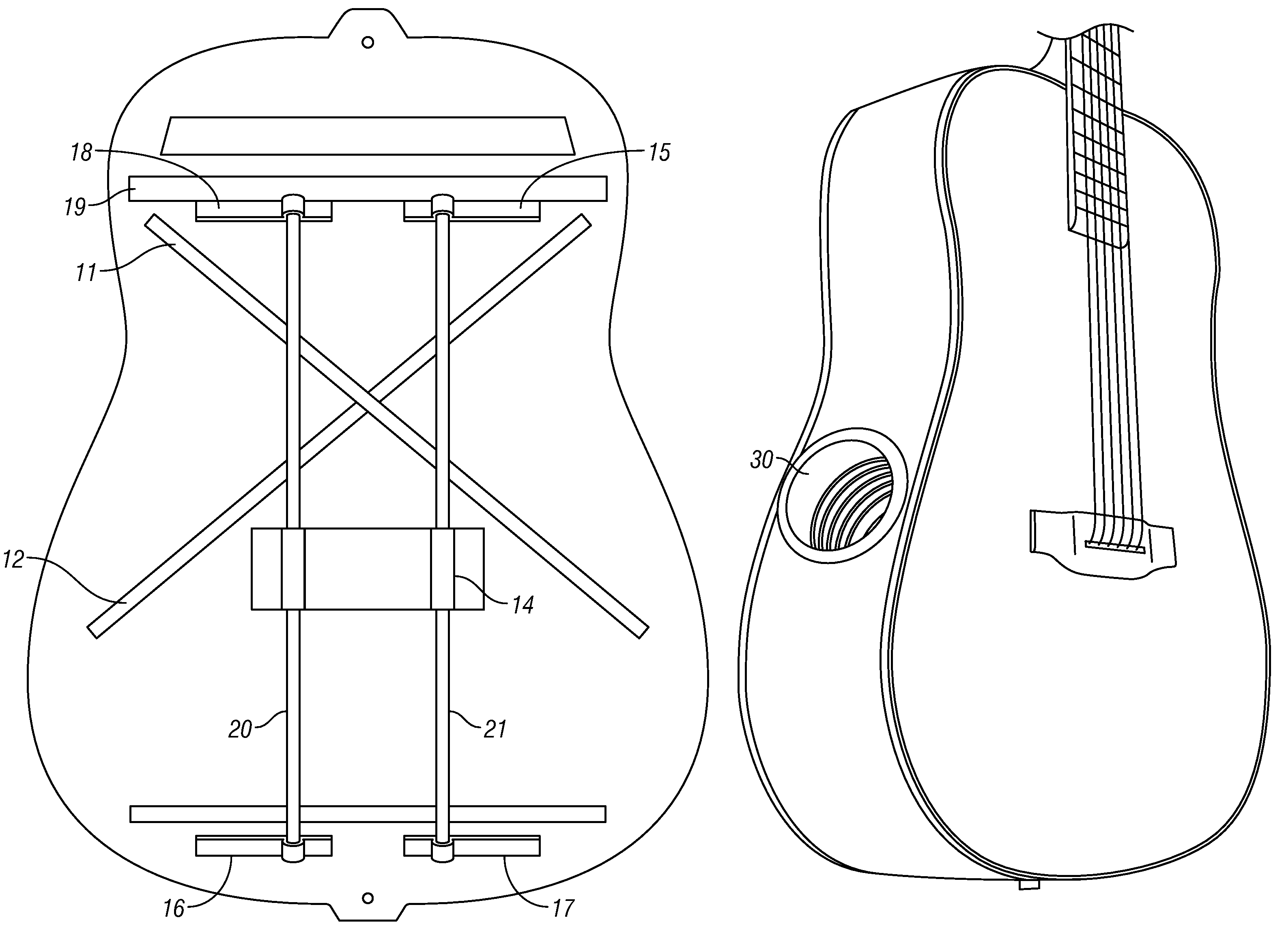 Suspended bracing system for acoustic musical instruments