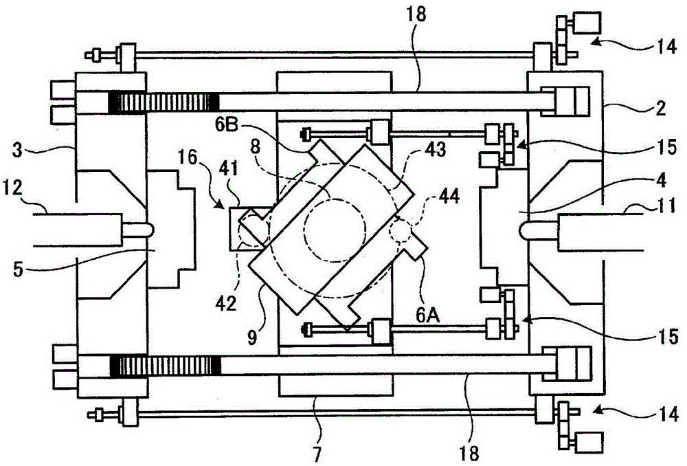 Injection molding machine for two-material molding and control method thereof