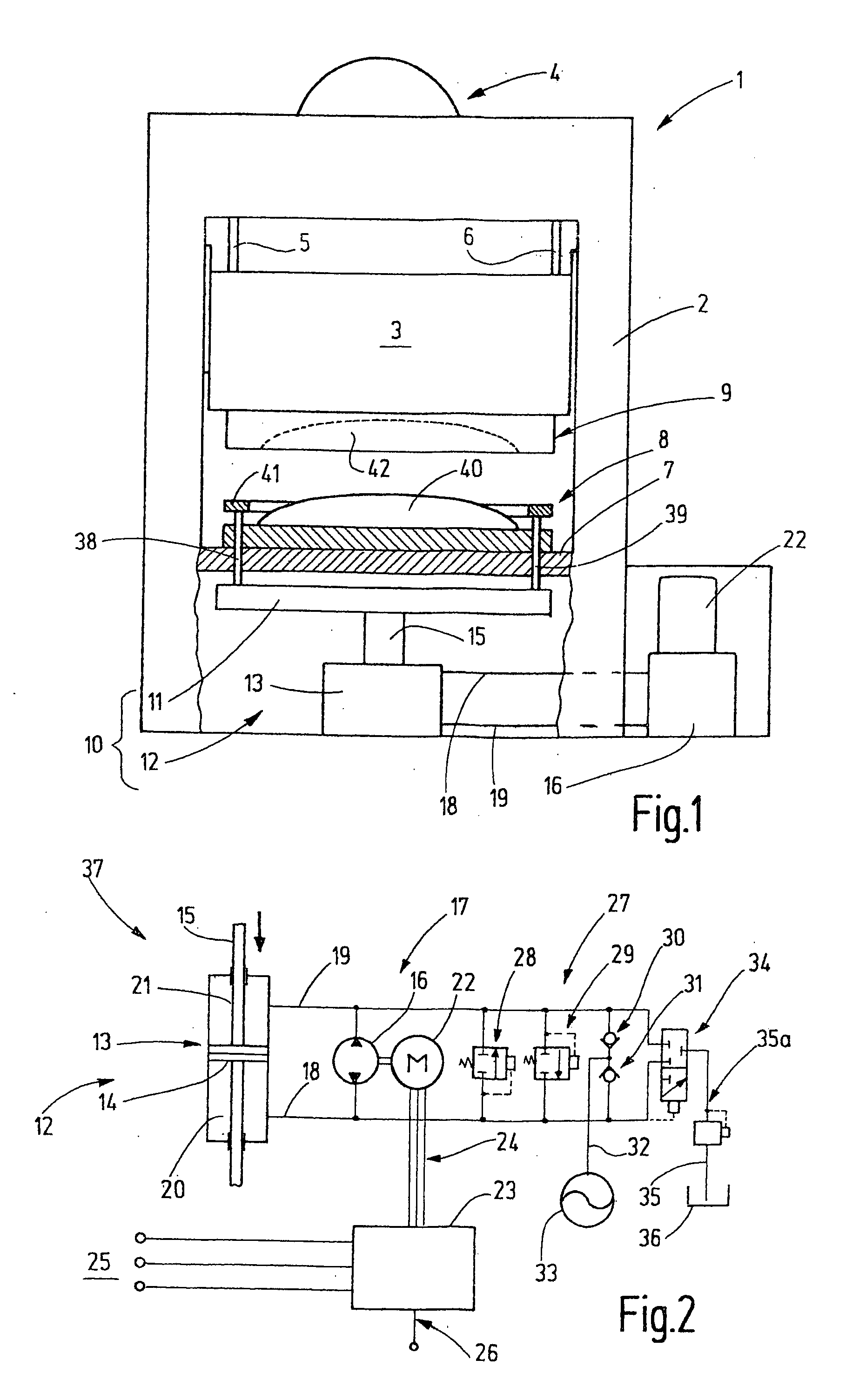 Electrohydraulic drawing press cushion drive