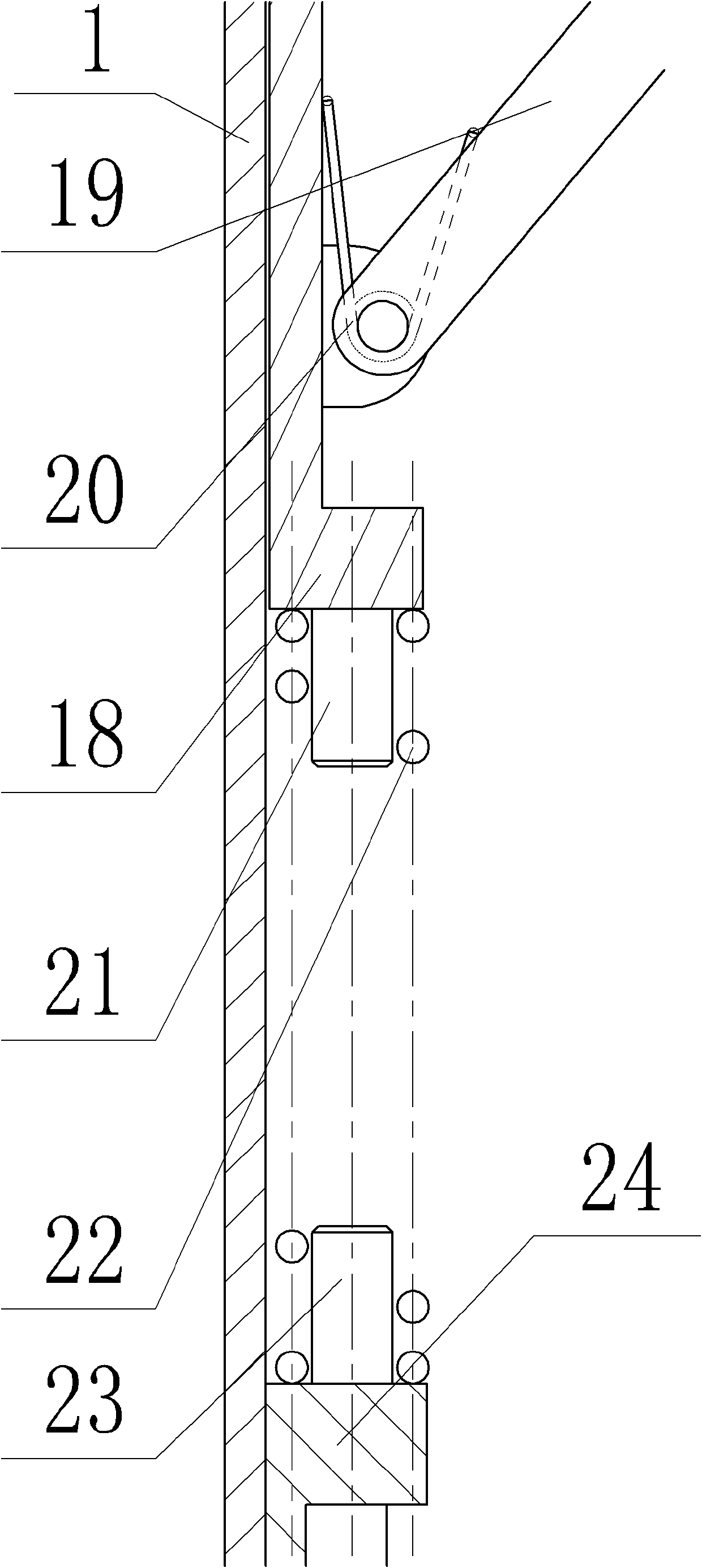 Wire rope-free jointing device of water injection well measurement adjuster