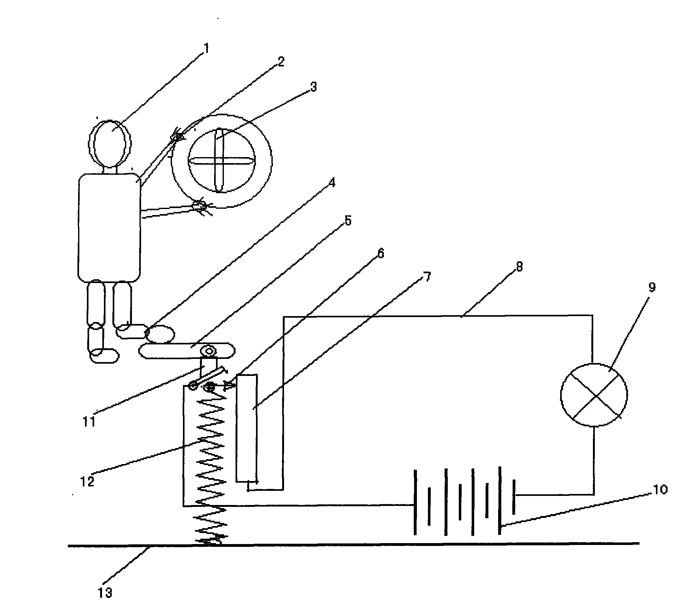 Fast and slow brake device with strong and weak brake lamplight alarm for motor vehicle