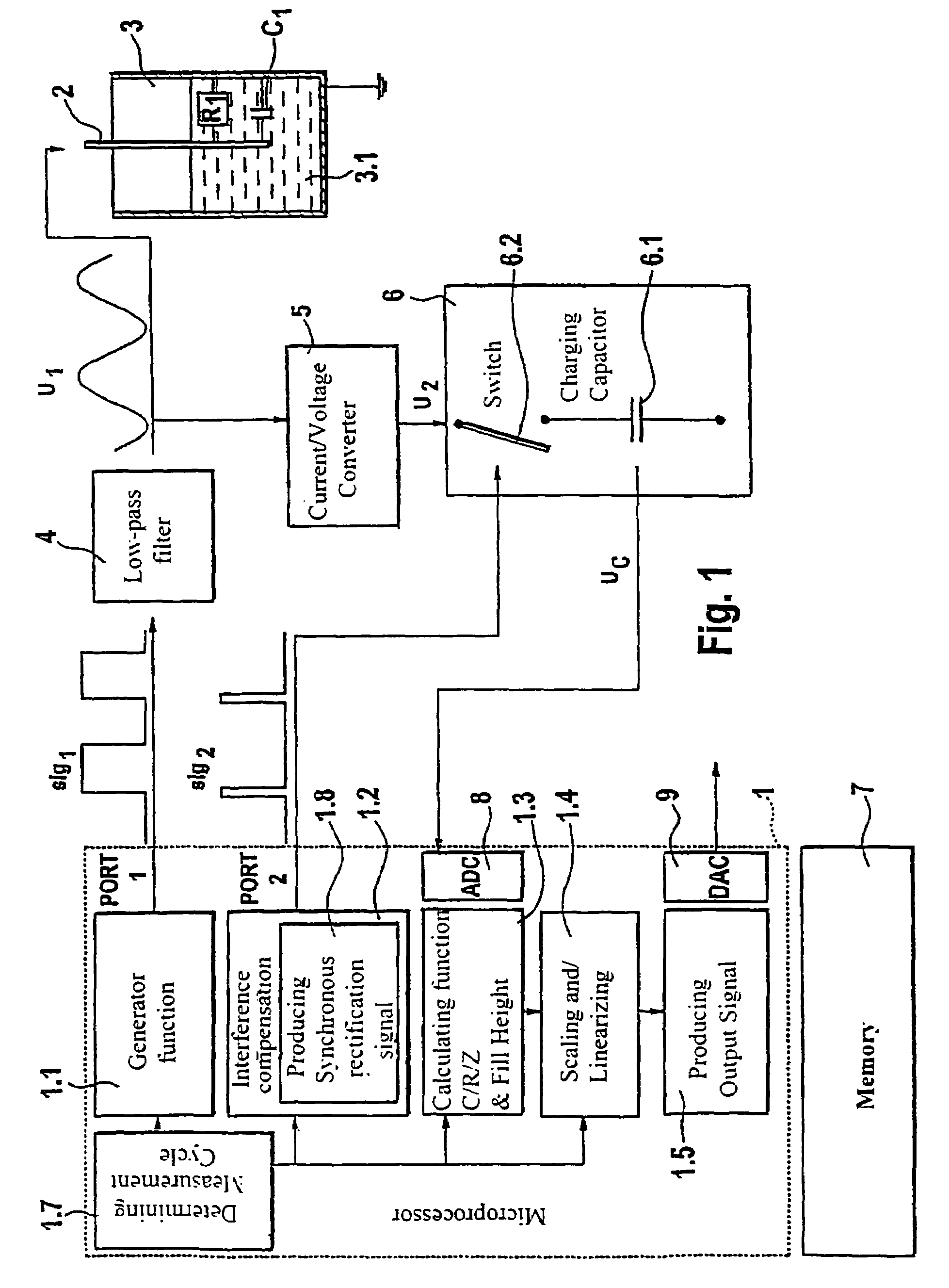 Electronic field device with a sensor unit for capacitive level measurement in a container