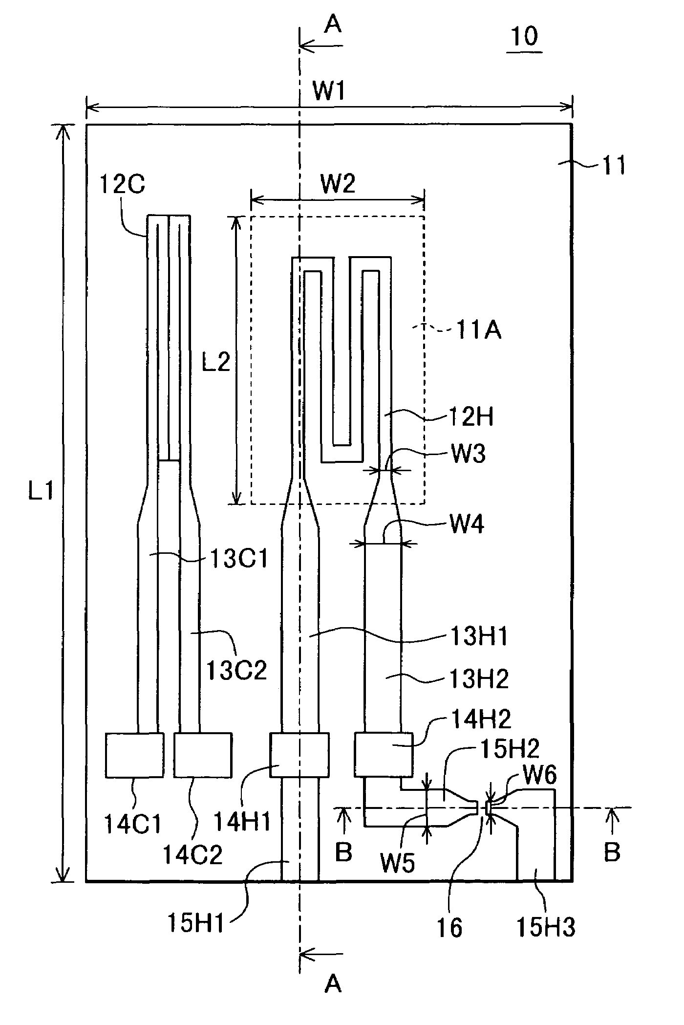 Physical quantity detecting device having second lead conductors connected to the electrodes and extending to the circumference of the substrate