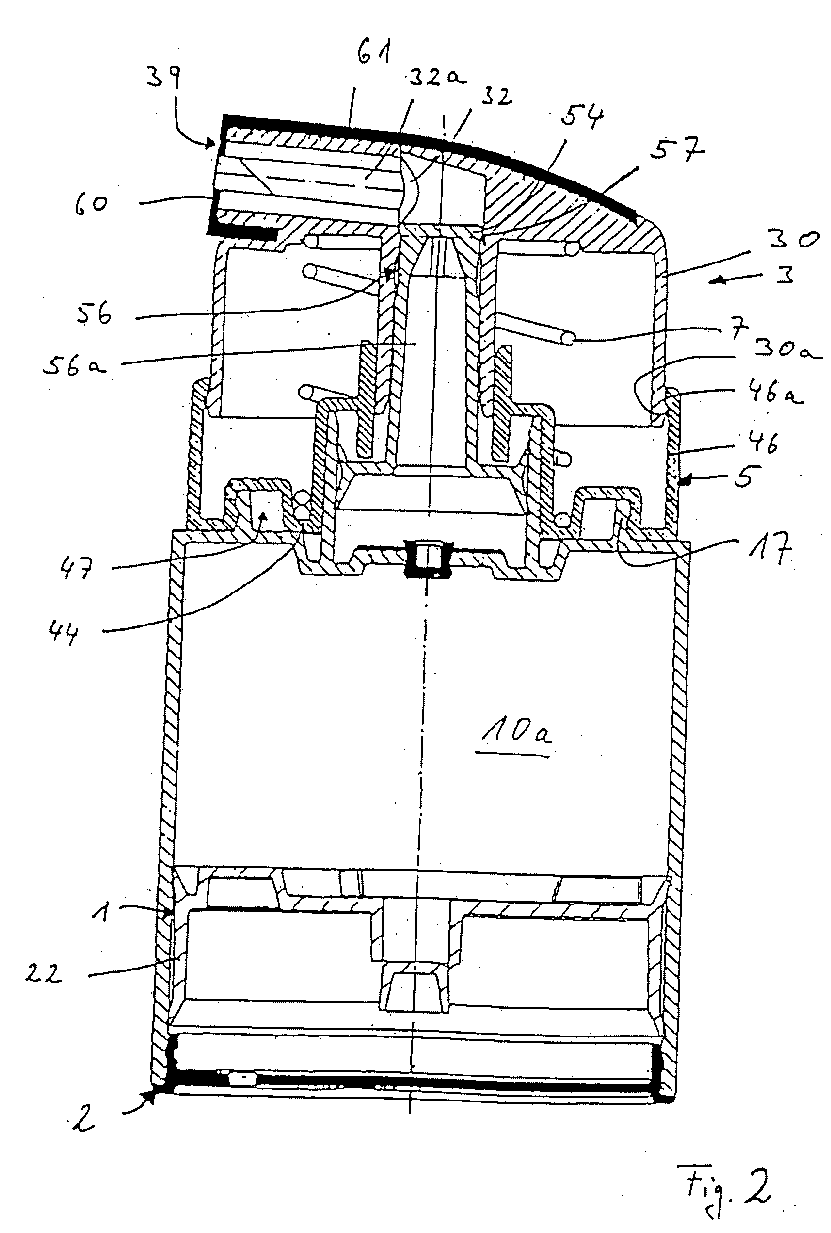 Dispenser and cosmetic or dermatological preparation comprising an auxiliary for use with dispenser