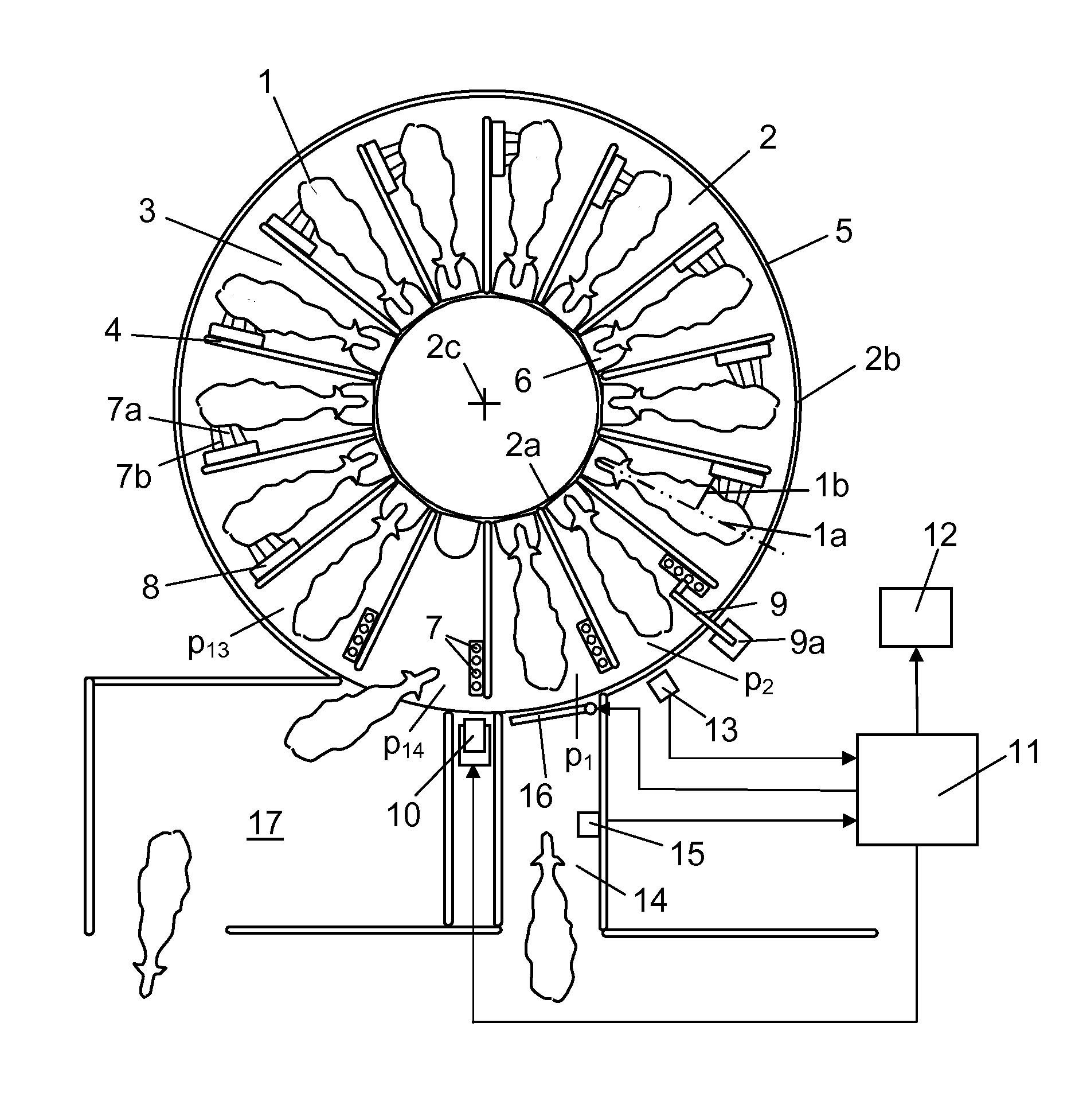 Arrangement for automatically cleaning teat cups of a rotary milking platform
