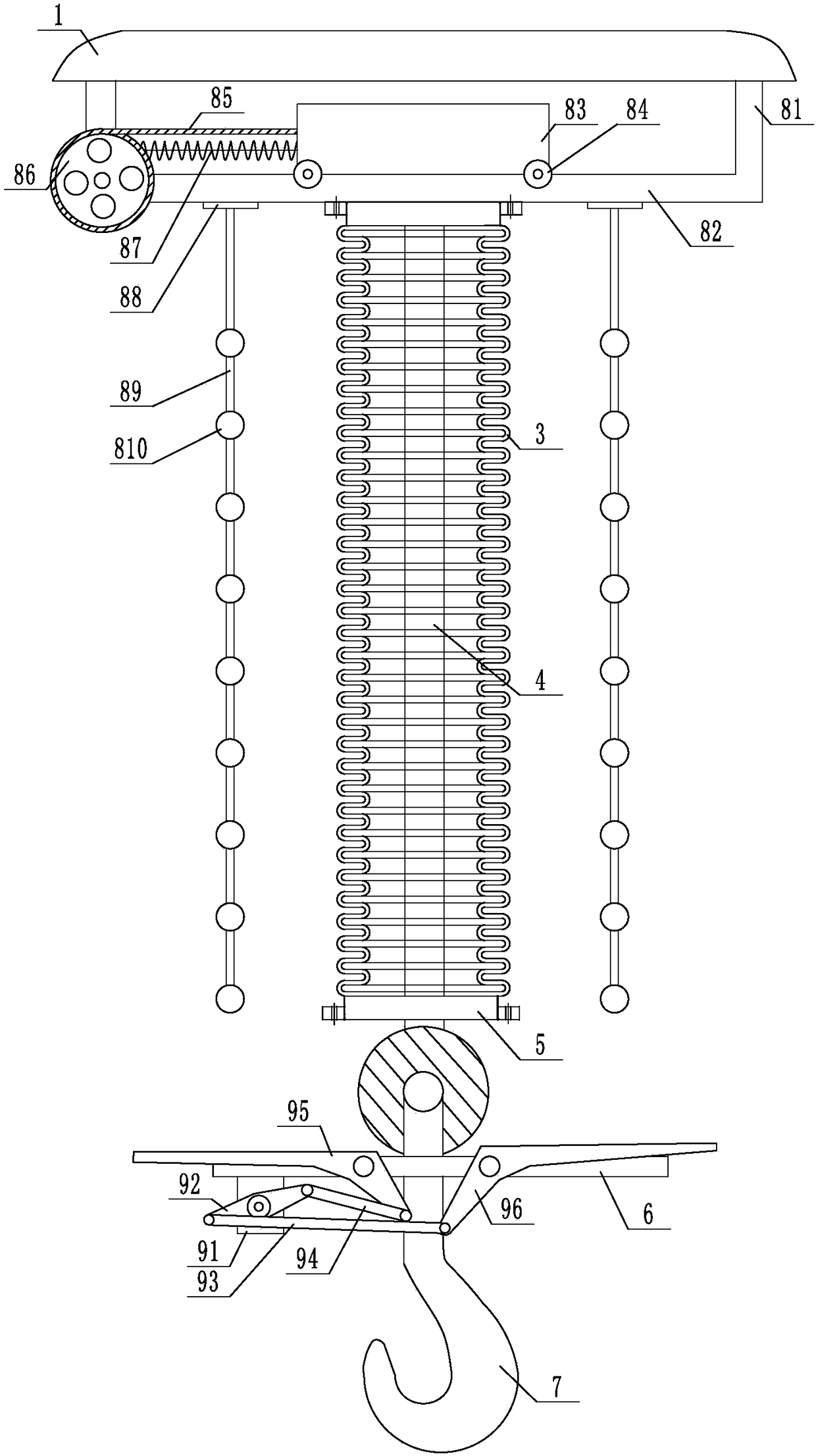 Crane foreign matter falling protection device