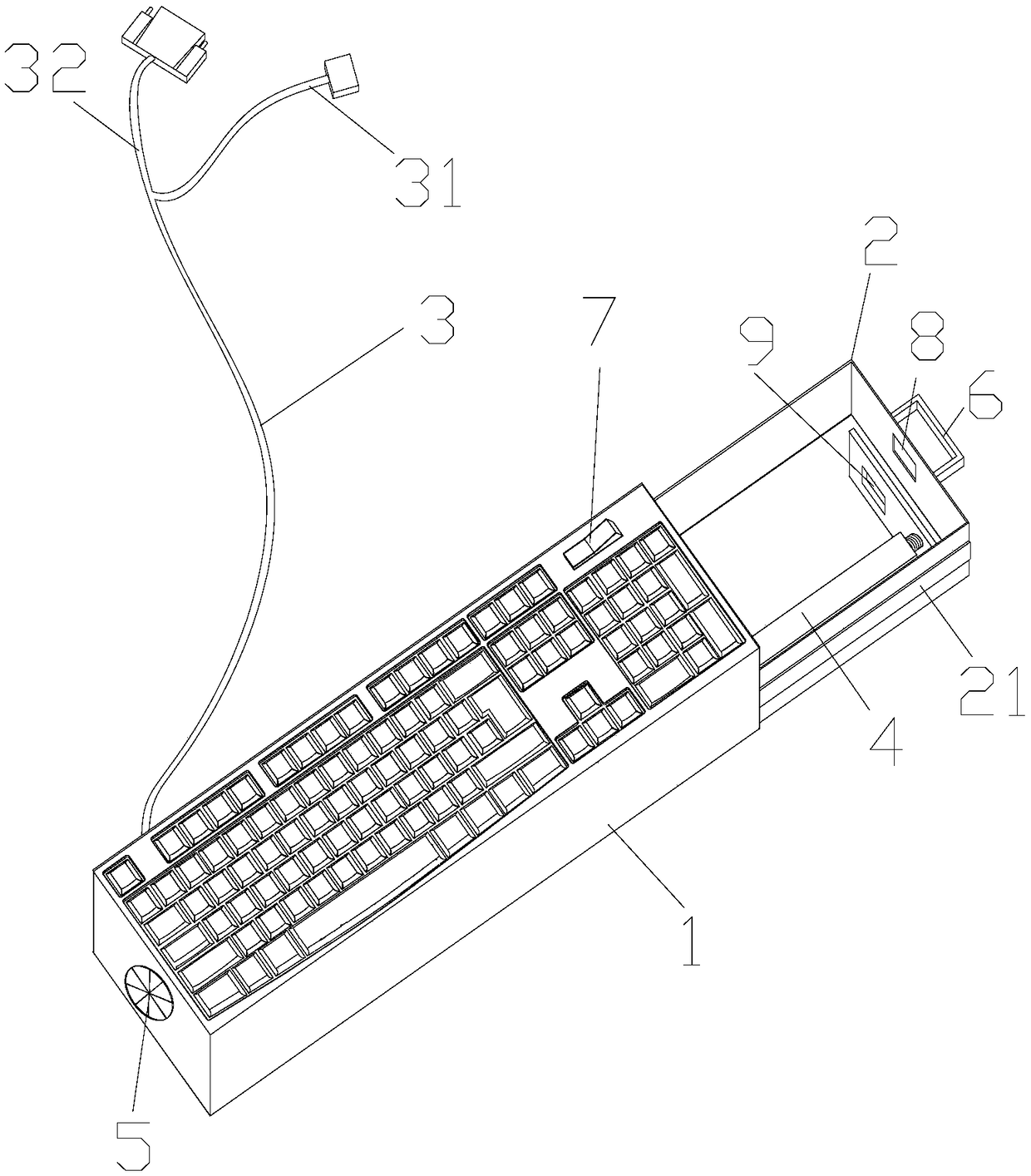 Keyboard with external display card device