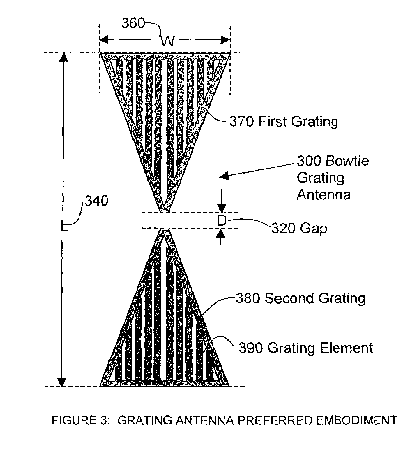 Optical disc head including a bowtie grating antenna and slider for optical focusing, and method for making