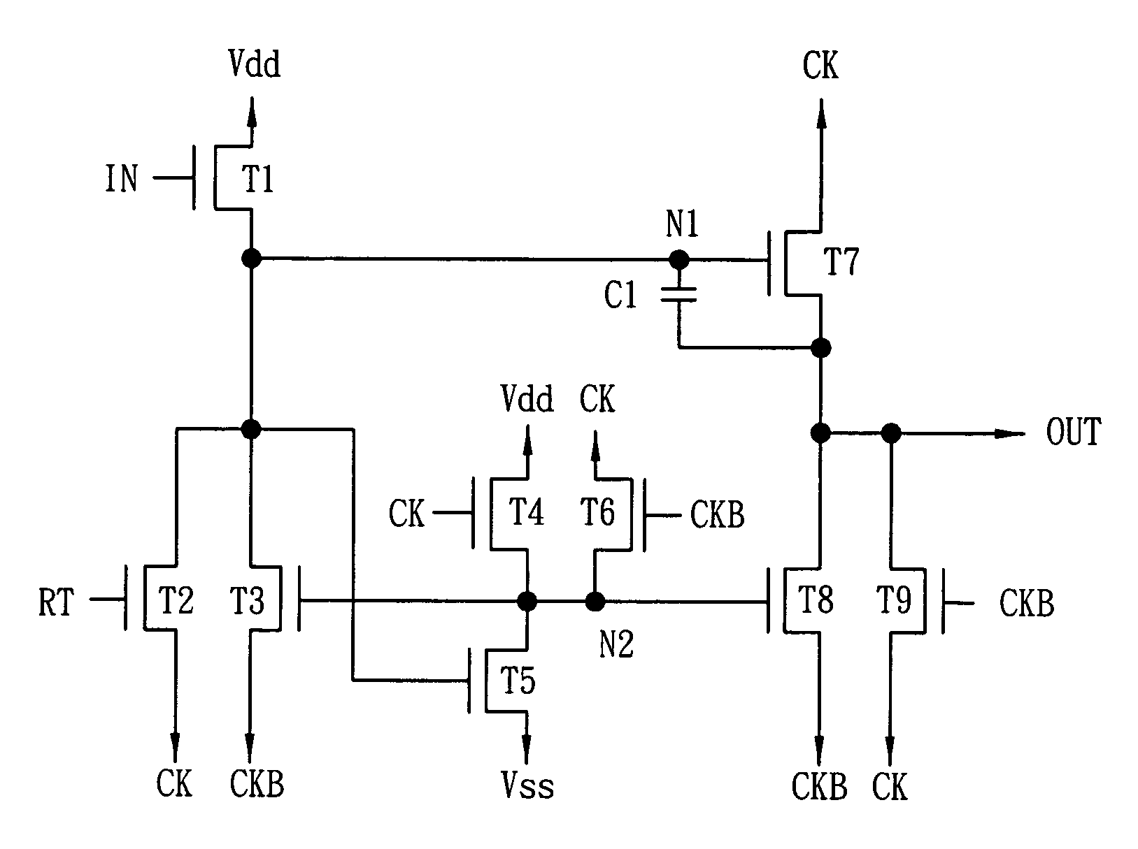 High-stability shift circuit using amorphous silicon thin film transistors
