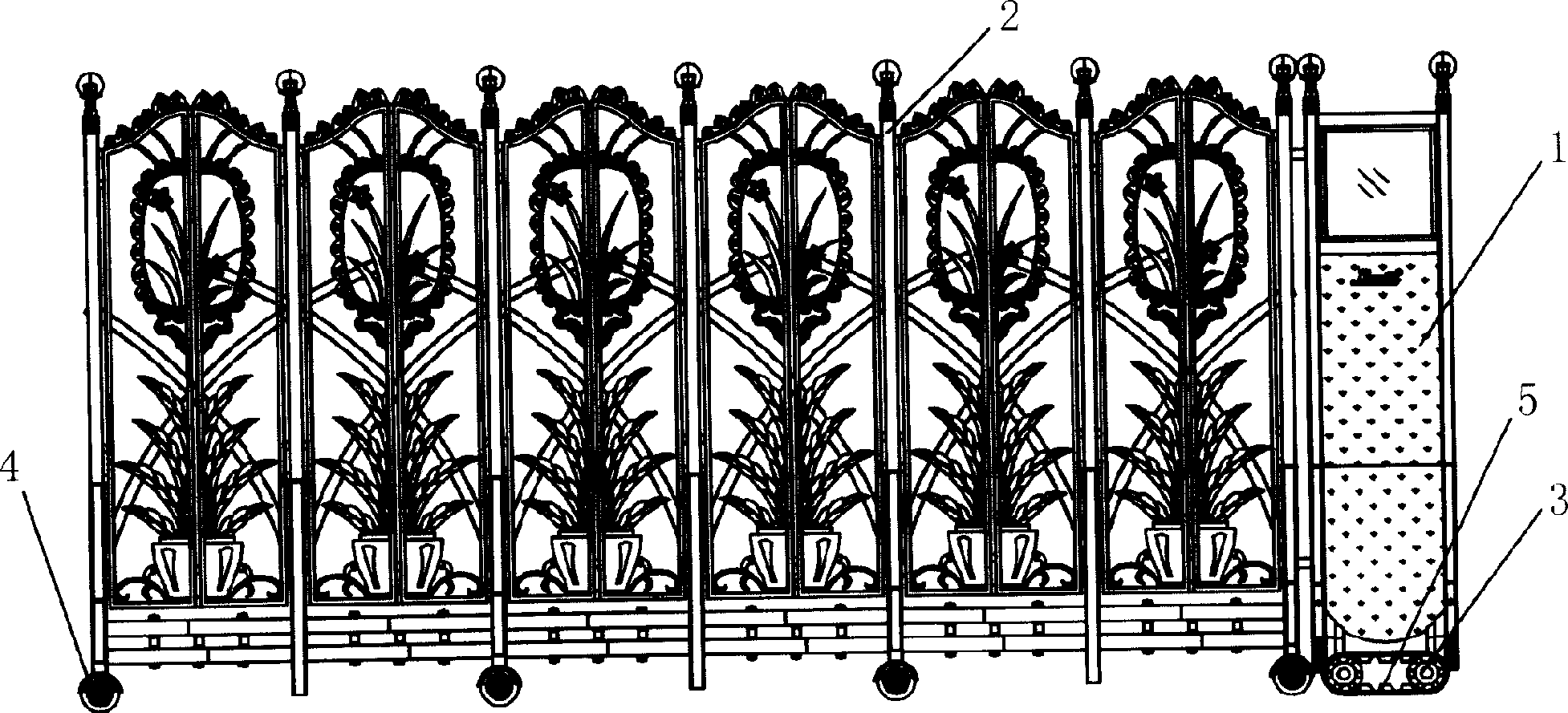 Trackless door with pedrail