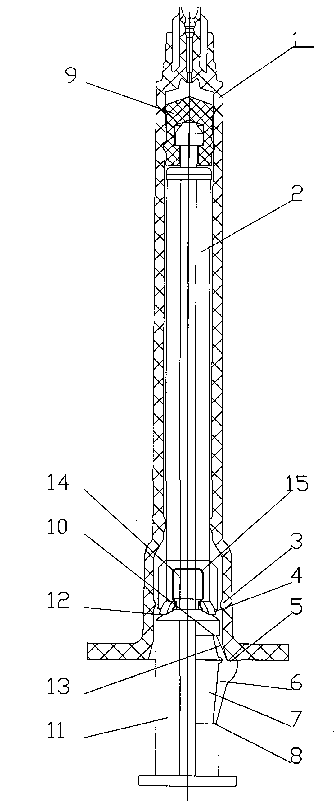 Tail fastening type vaccine injector