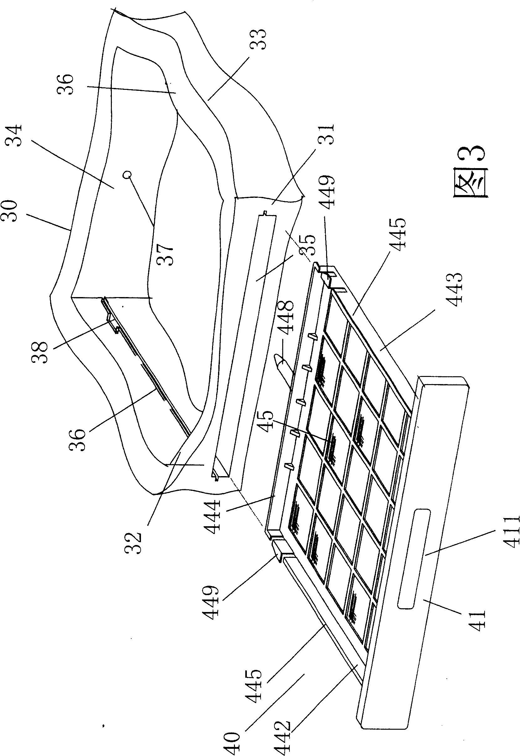 Pulling type chipping filtering device for clothes washing and drying machine