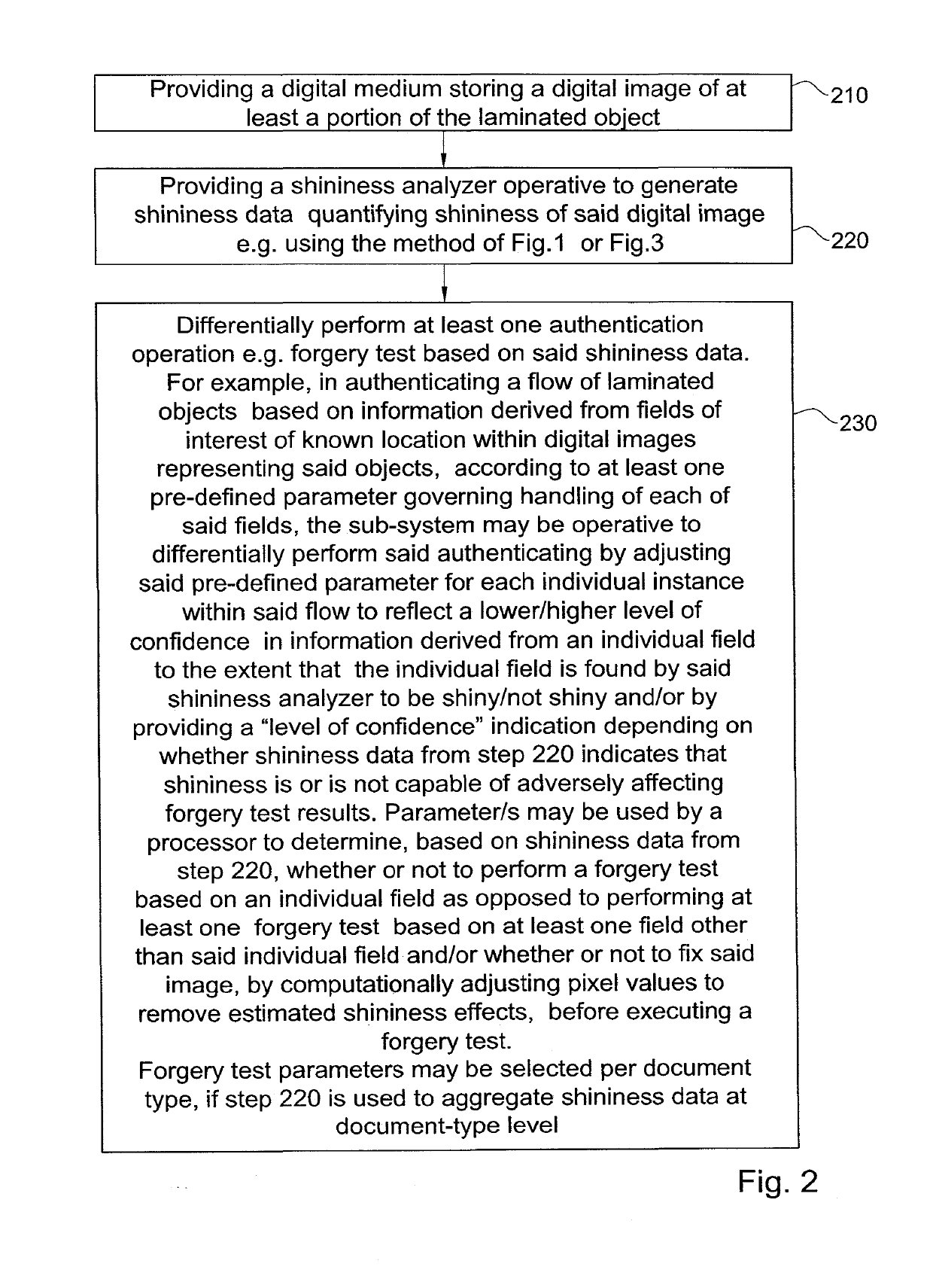 System and method for quantifying reflection e.g. when analyzing laminated documents