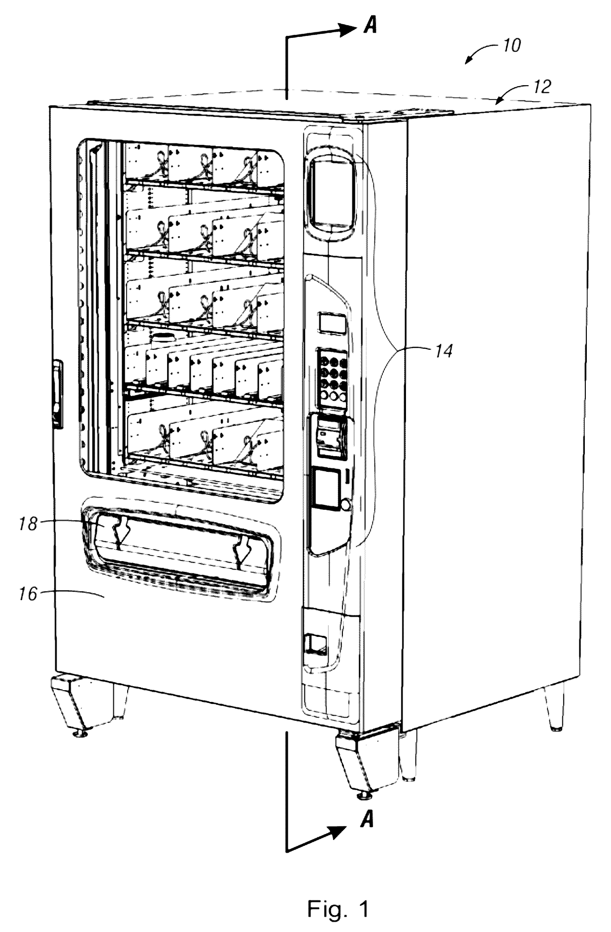 Vending machine with elevator delivery of vended product to customer access