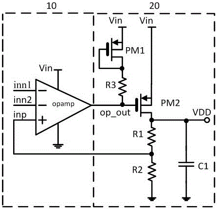 LDO (low dropout regulator) circuit realizing floating output