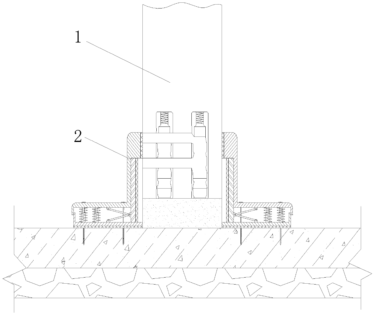 Rapid assembling and disassembling die for mold sealing of grouting area of lower portion of assembling type prefabricated wall and using method