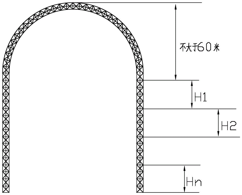 Upside-down construction method for large-span ultra-high signal-layer cylindrical architectural steel structure