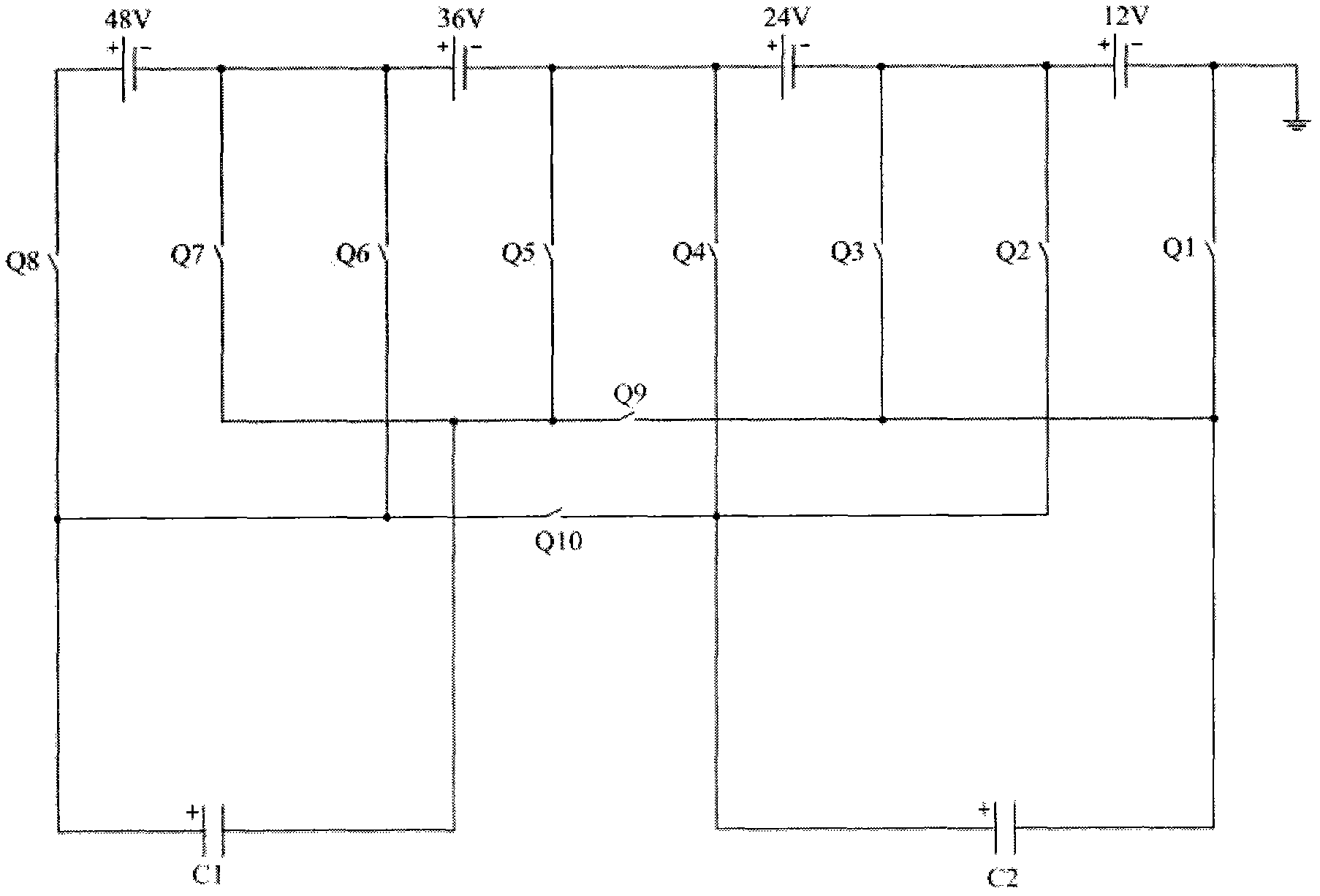 Method for equalizing electric quantity of batteries and equalizer