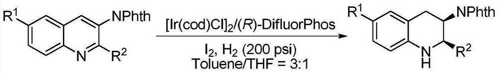Method for synthesizing chiral cyclic amine through catalyzing asymmetric hydrogenation of quinolin-3-amine by iridium