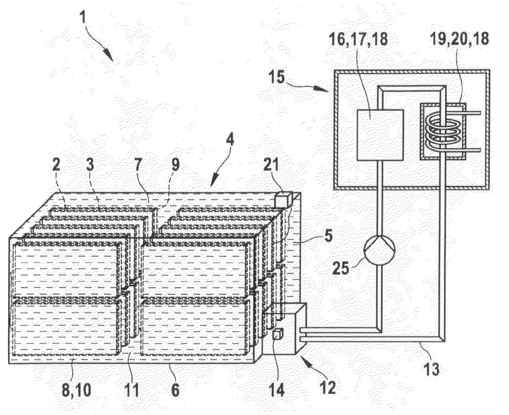 Temperature-controlled battery device and method for it