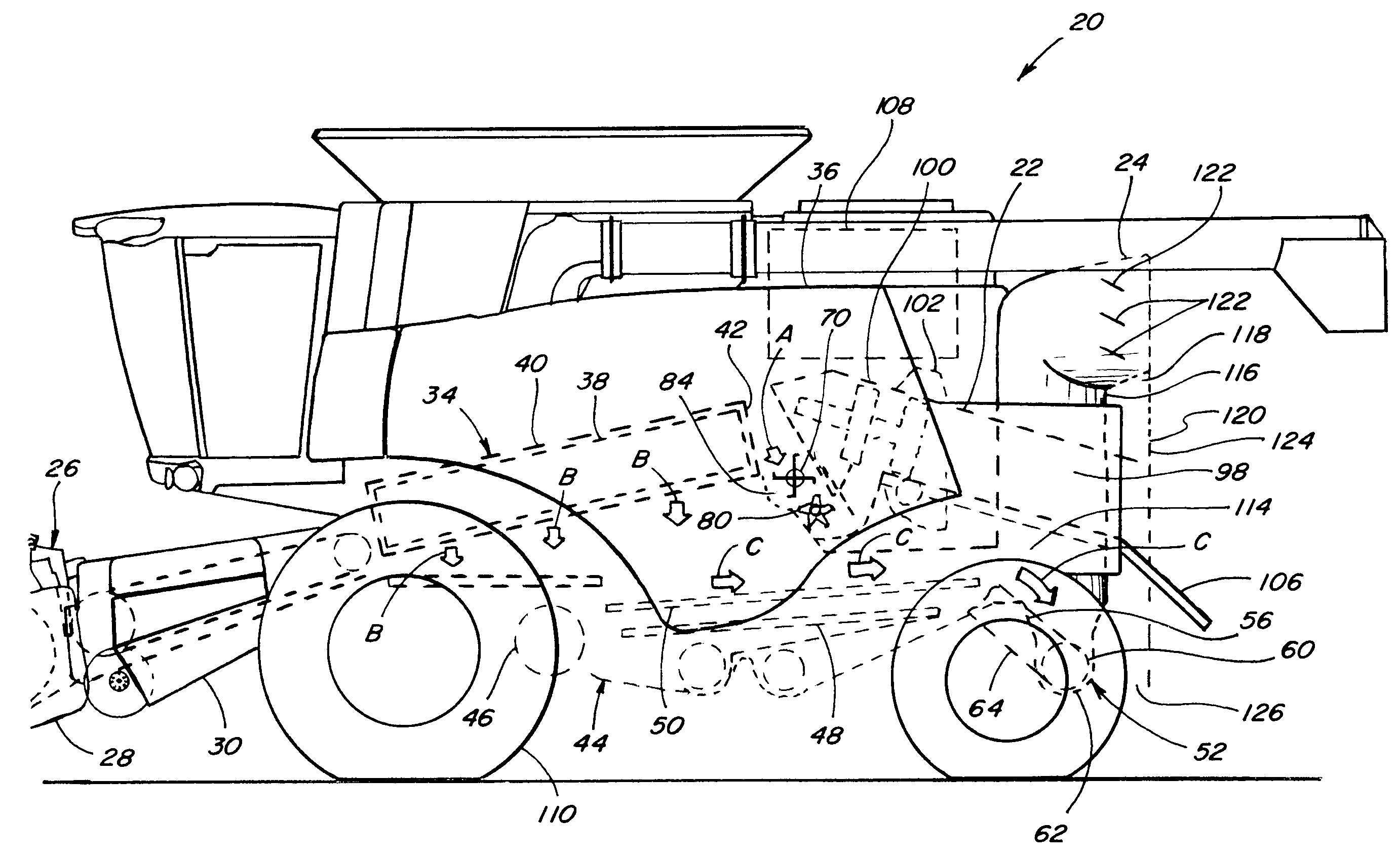 Agricultural combine with on-board baler and dust suppression capability