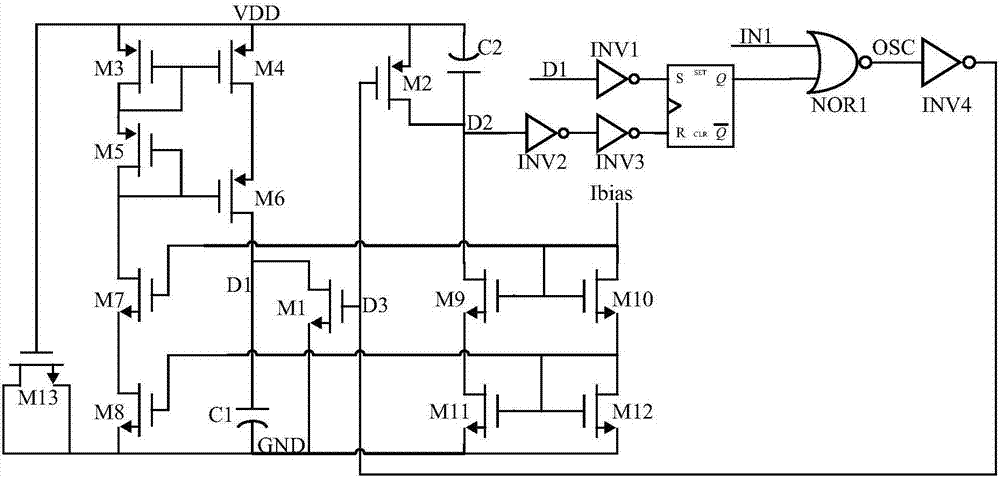 High-stability and low-power-consumption on-chip OSC circuit