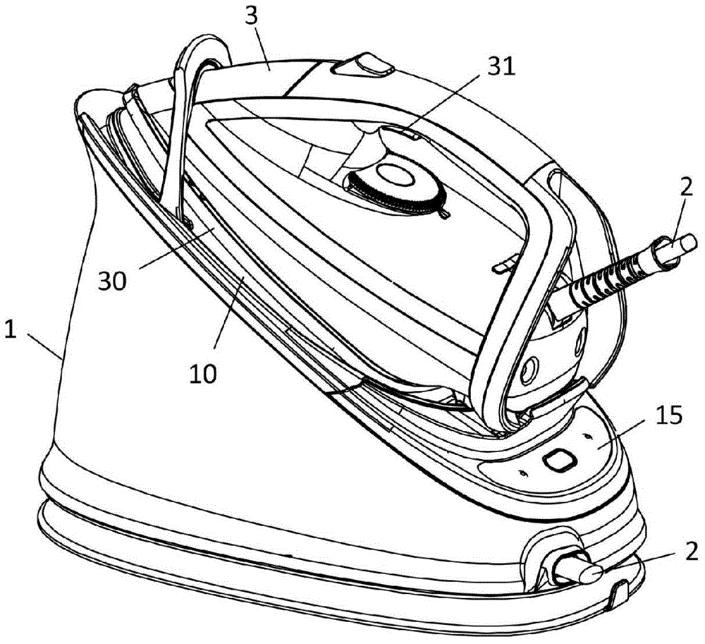 Household ironing appliance comprising a vessel for generating pressure steam and provided with a drain opening