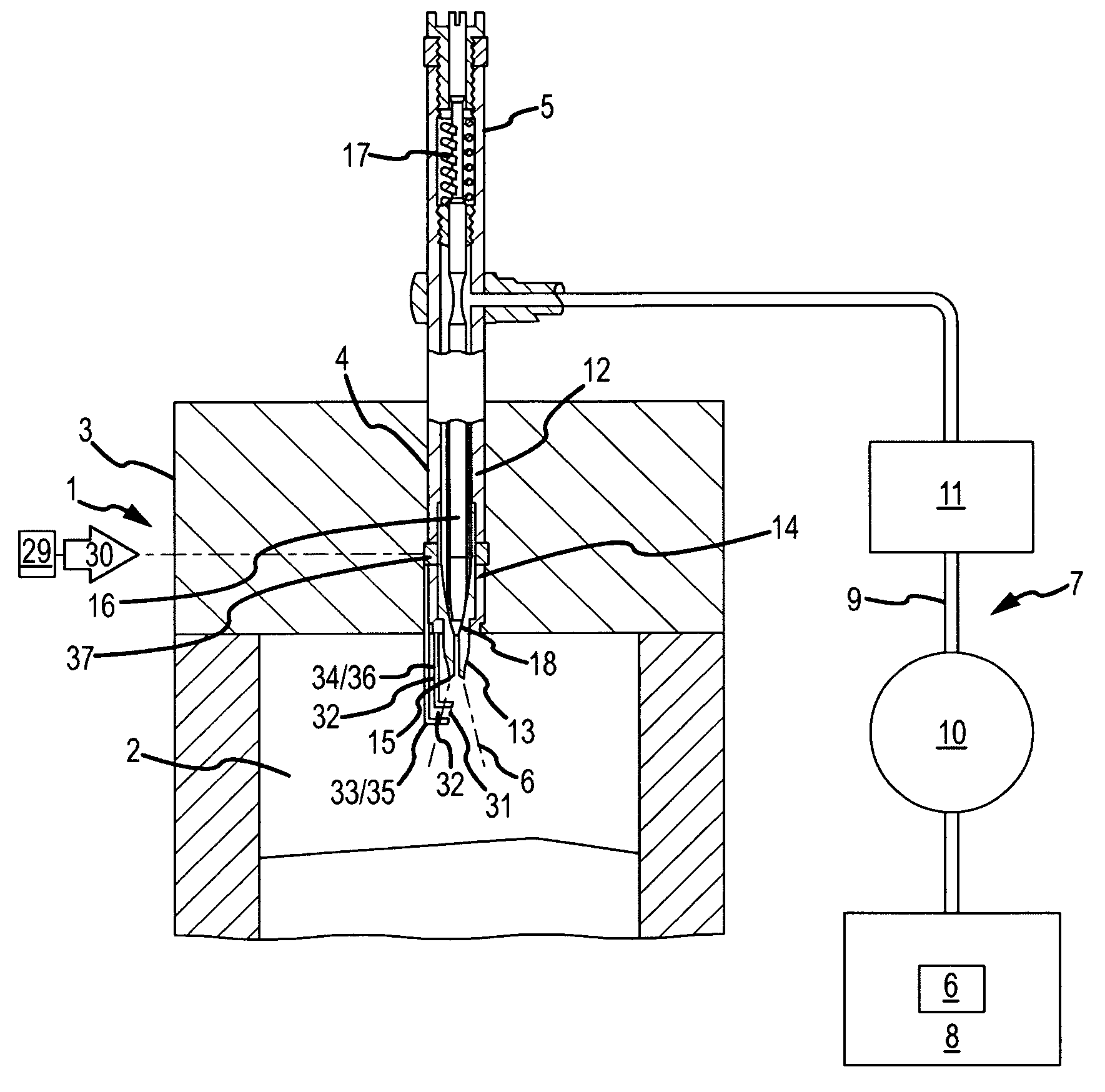 Fuel injection stream parallel opposed multiple electrode spark gap for fuel injector